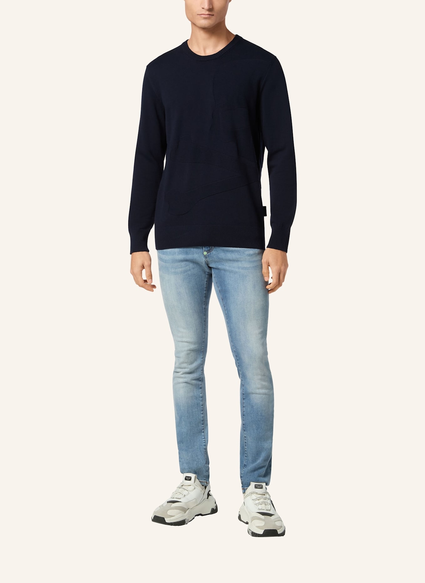 PHILIPP PLEIN PHILIPP PLEIN Rundhalspullover SKULL&BONES: DUNKELBLAU