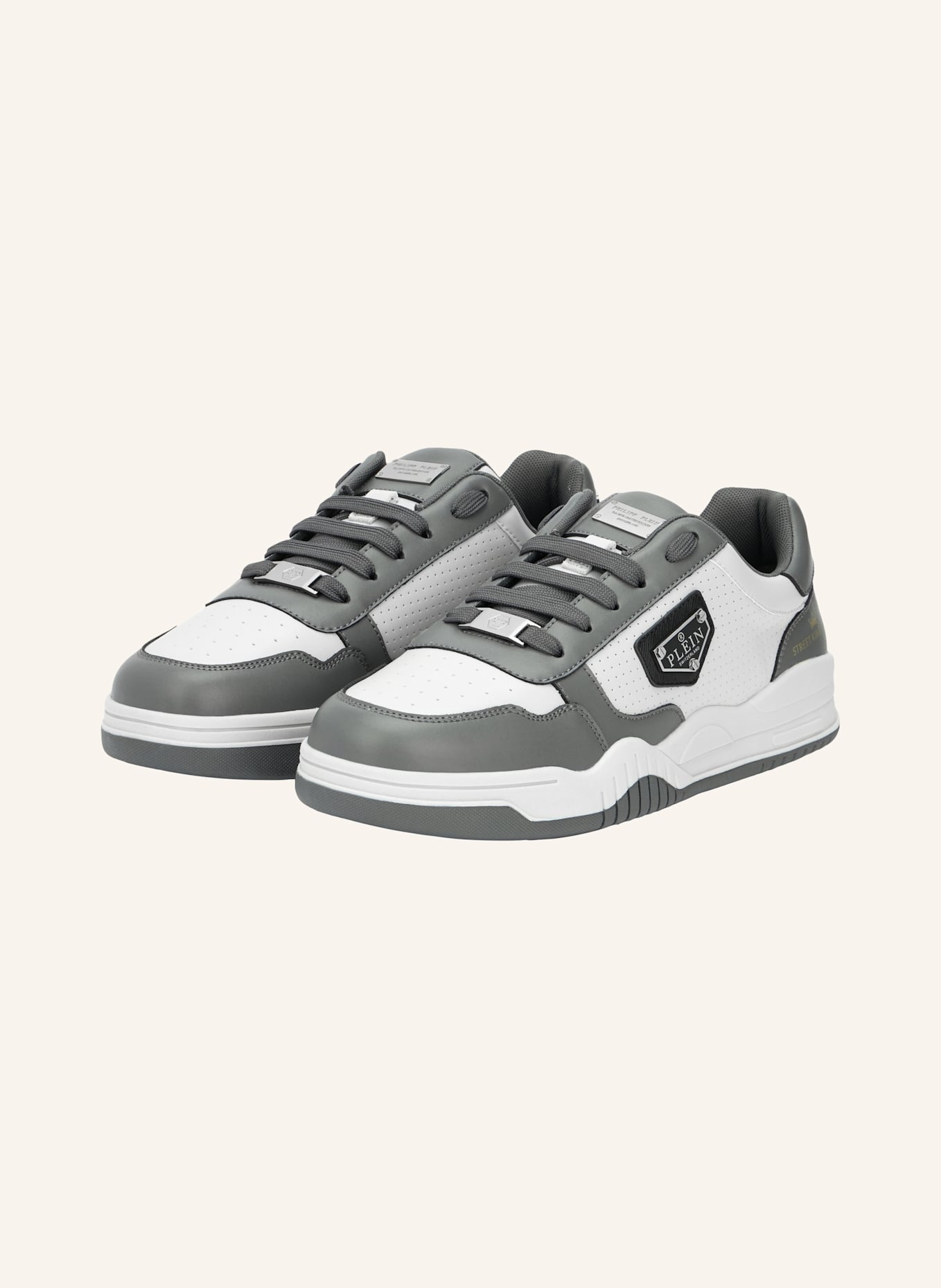 PHILIPP PLEIN Lo-Top Turnschuhe STREET: GRAU/ DUNKELGRAU