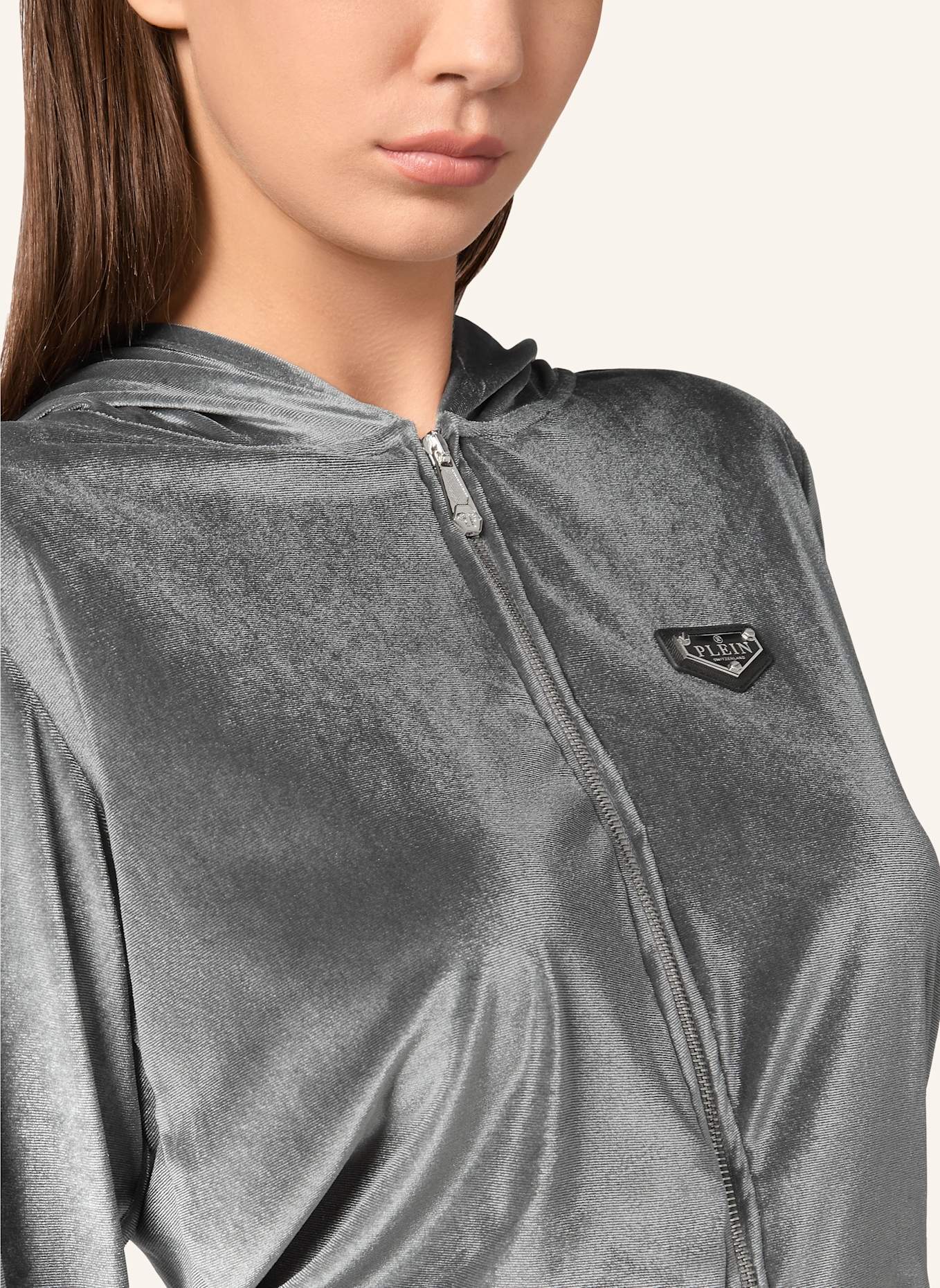 PHILIPP PLEIN PHILIPP PLEIN Sweatjacke mit Kapuze SKULL: GRAU