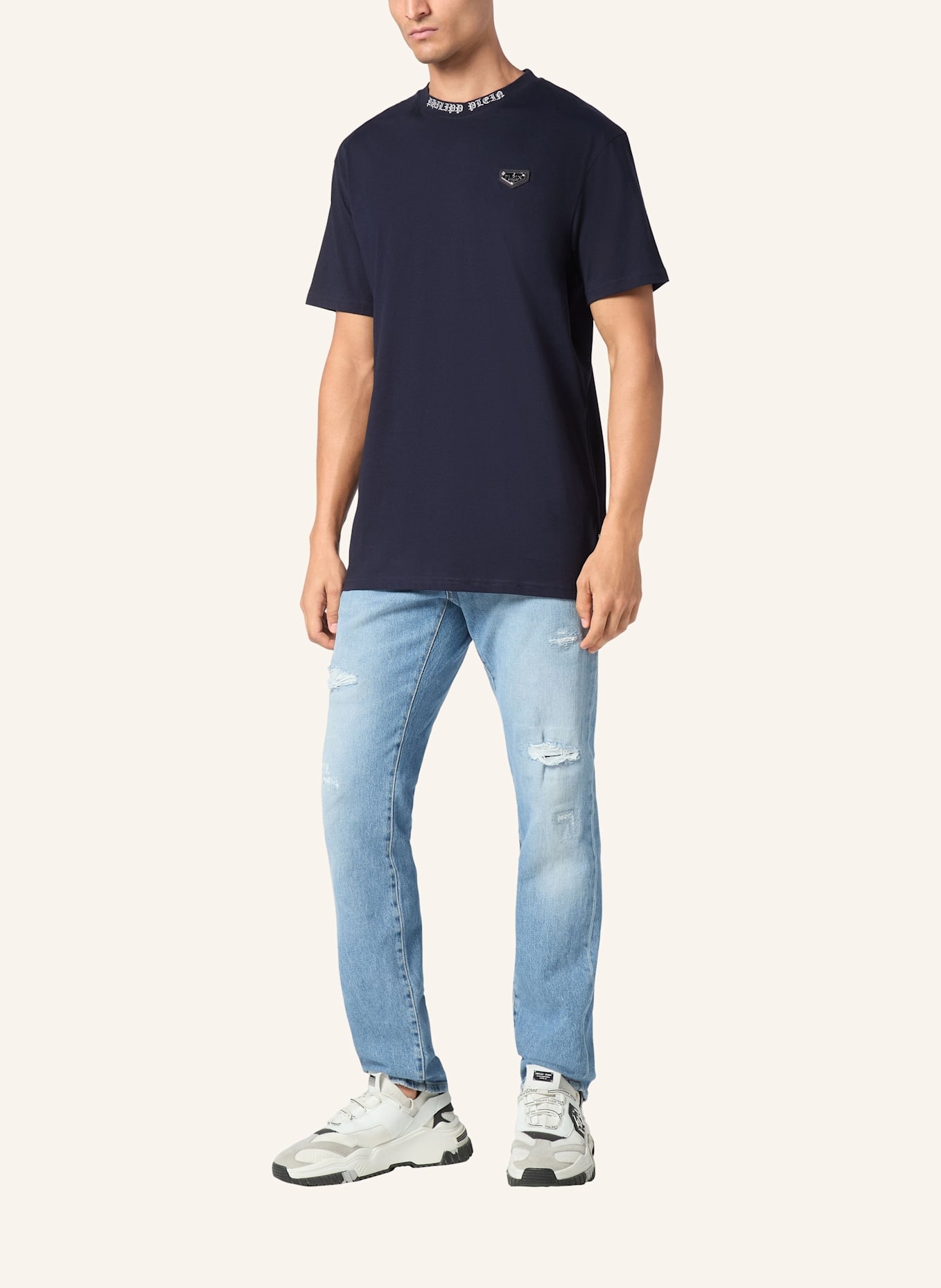 PHILIPP PLEIN T-Shirt Rundhalsausschnitt Ss PHILIPP PLEIN TM: DUNKELBLAU