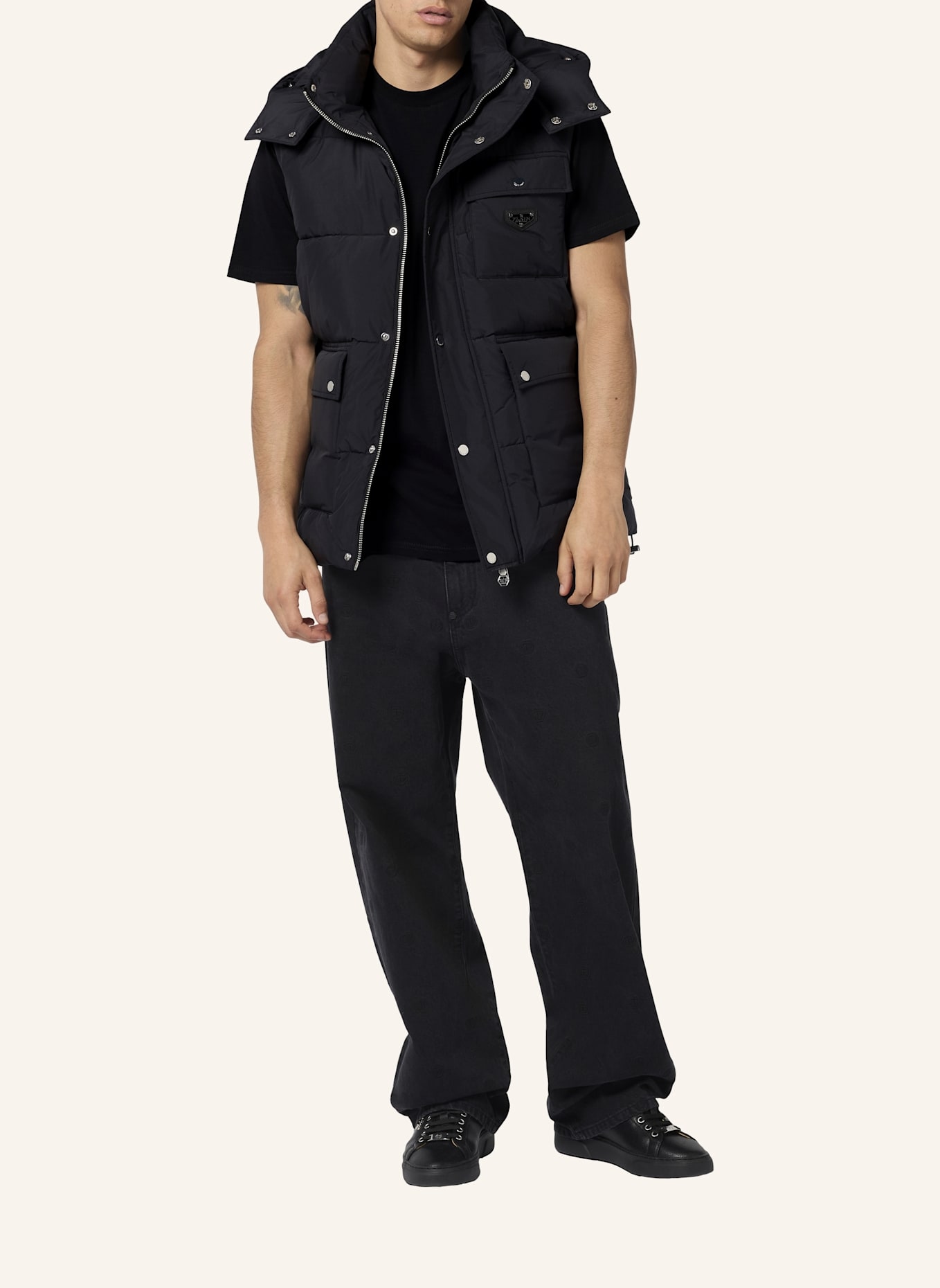 PHILIPP PLEIN Daunenjacke Weste GOTHIC PLEIN: SCHWARZ