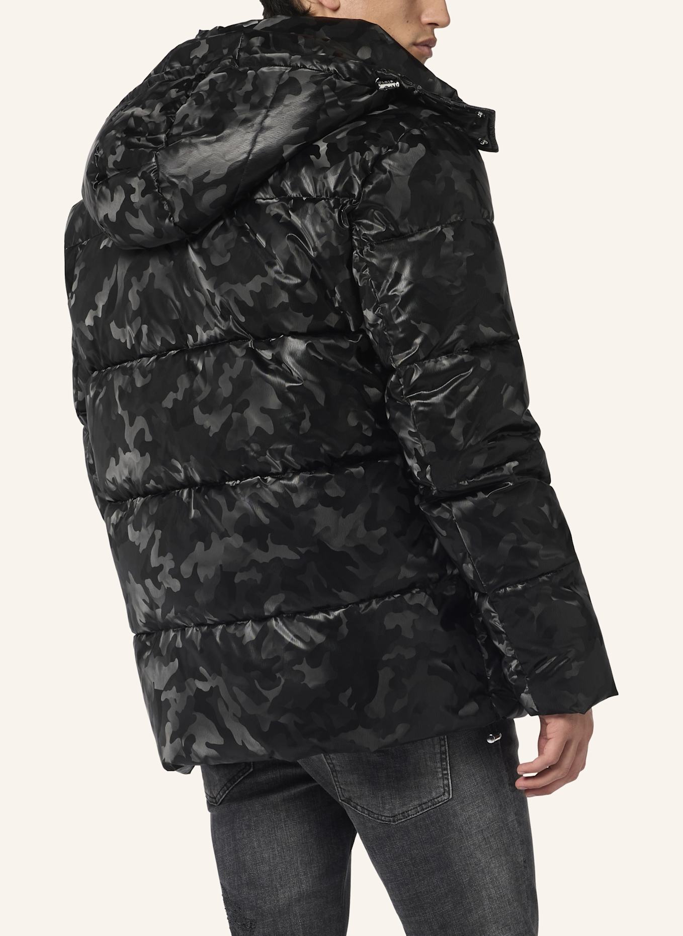 PHILIPP PLEIN Nylon Jacke CAMOUFLAGE: SCHWARZ