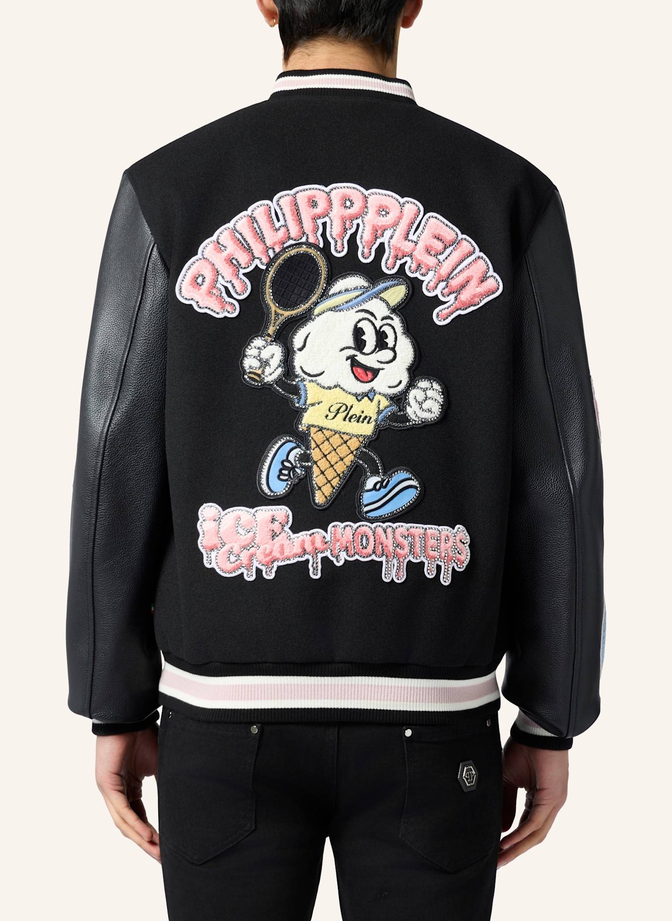 PHILIPP PLEIN PHILIPP PLEIN College Bomber Ice Cream Monsters: SCHWARZ