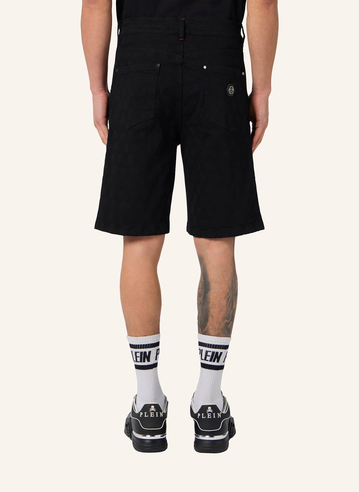 PHILIPP PLEIN PHILIPP PLEIN Formentera Fit Shorts Embroidery Monogram: SCHWARZ
