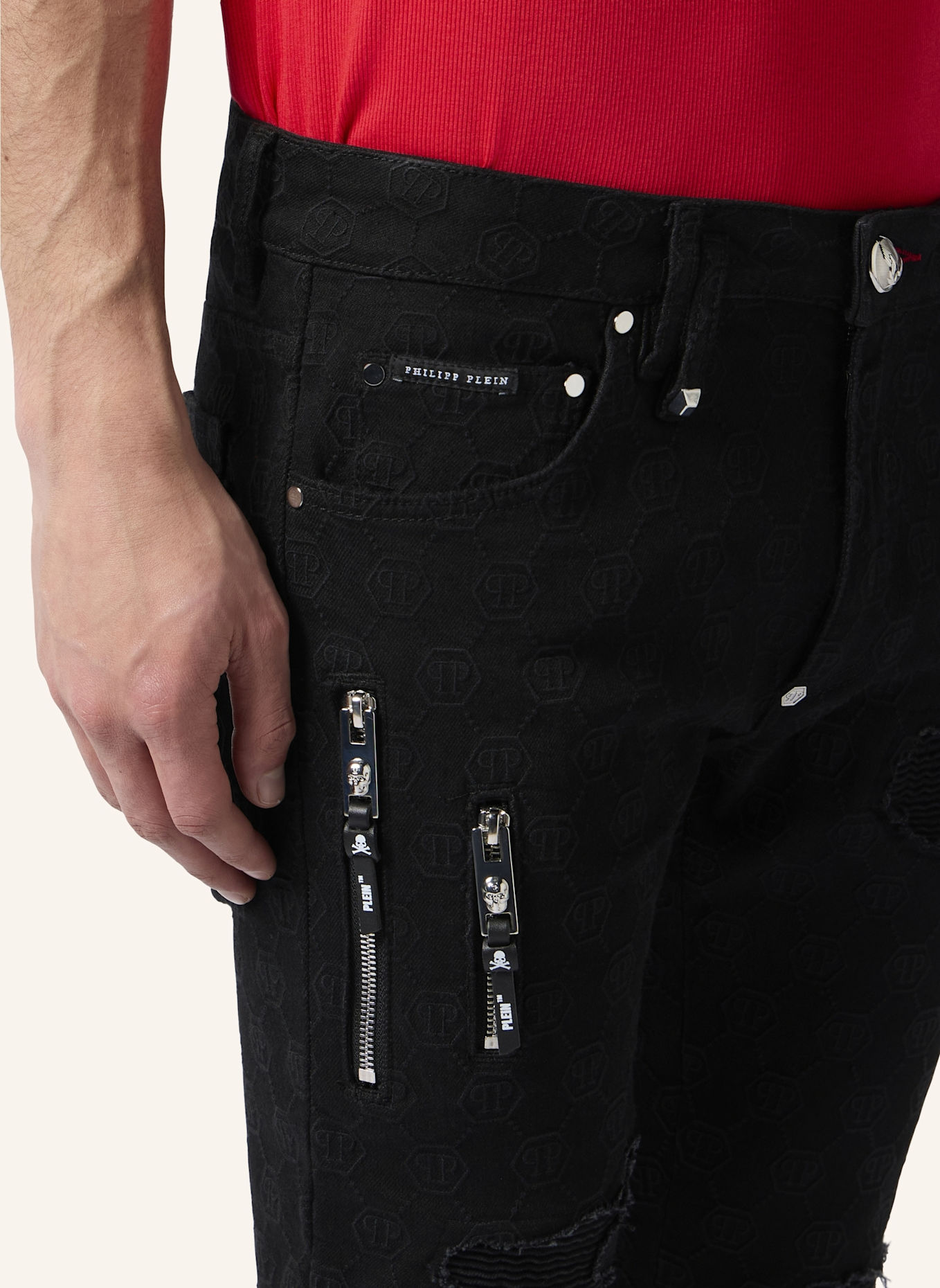PHILIPP PLEIN PHILIPP PLEIN Rockstar Fit Jeans Embroidery Monogram: SCHWARZ