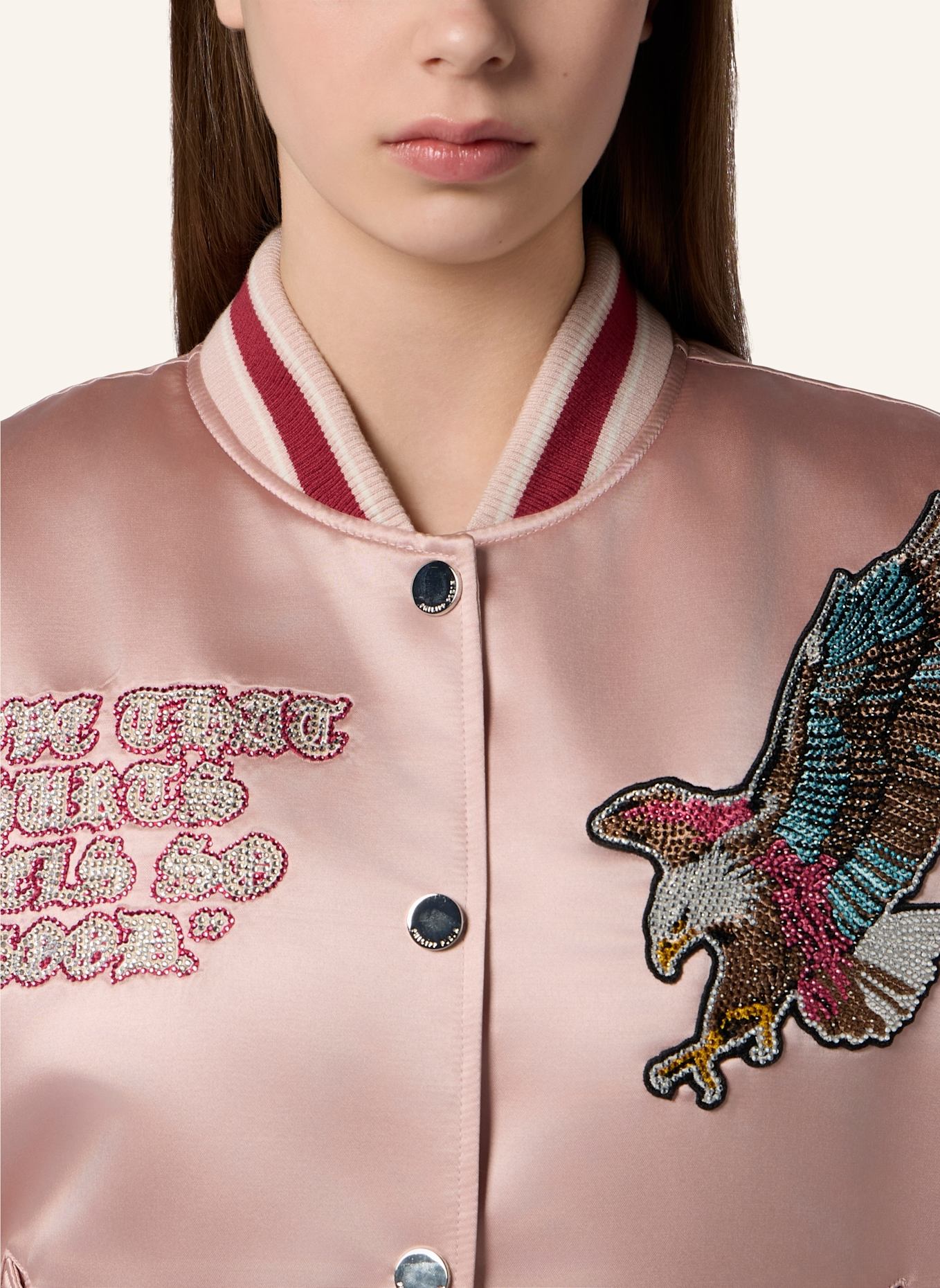 PHILIPP PLEIN PHILIPP PLEIN Oversized Bomber Patches Strass: ROSA