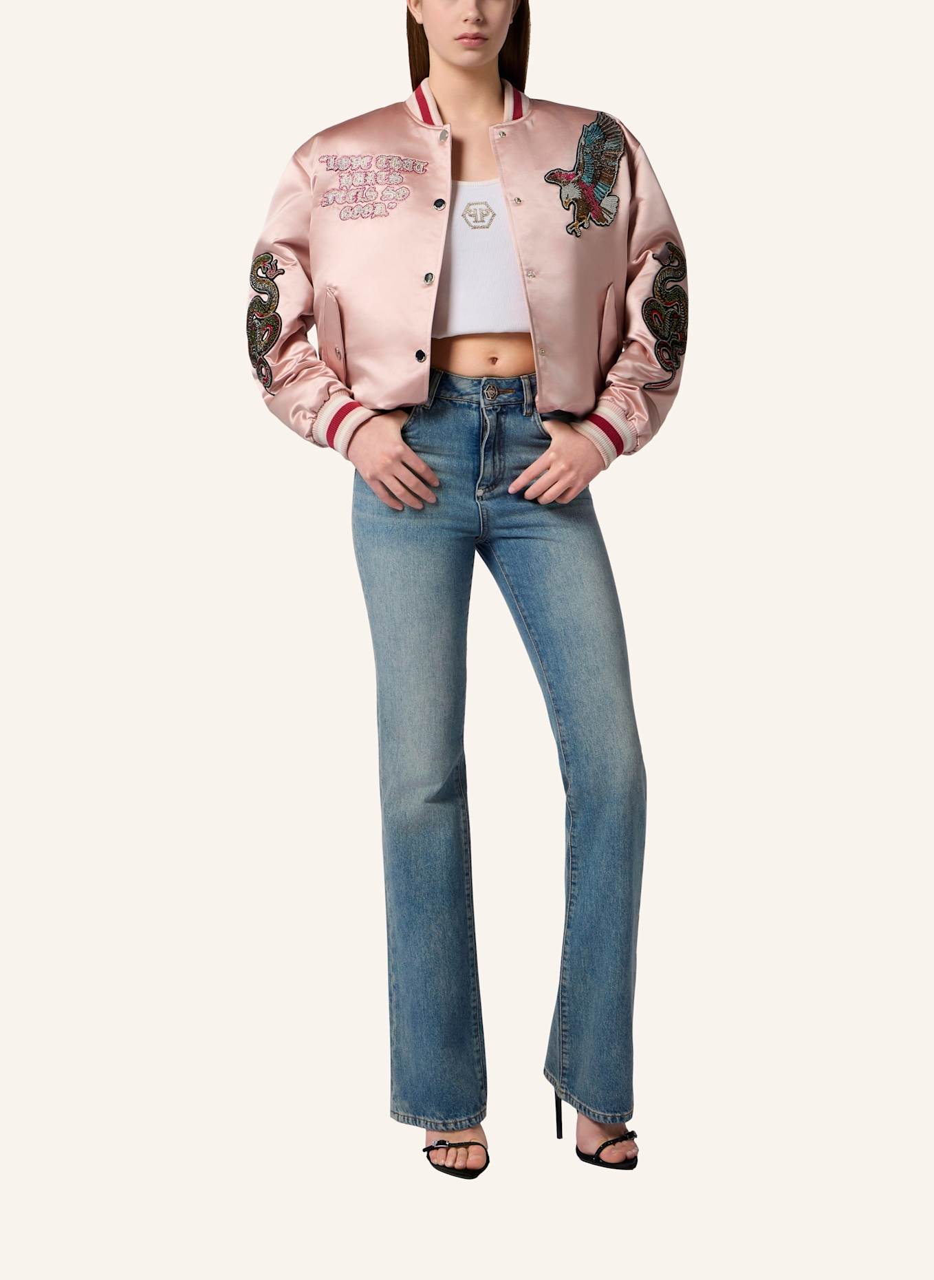 PHILIPP PLEIN PHILIPP PLEIN Oversized Bomber Patches Strass: ROSA