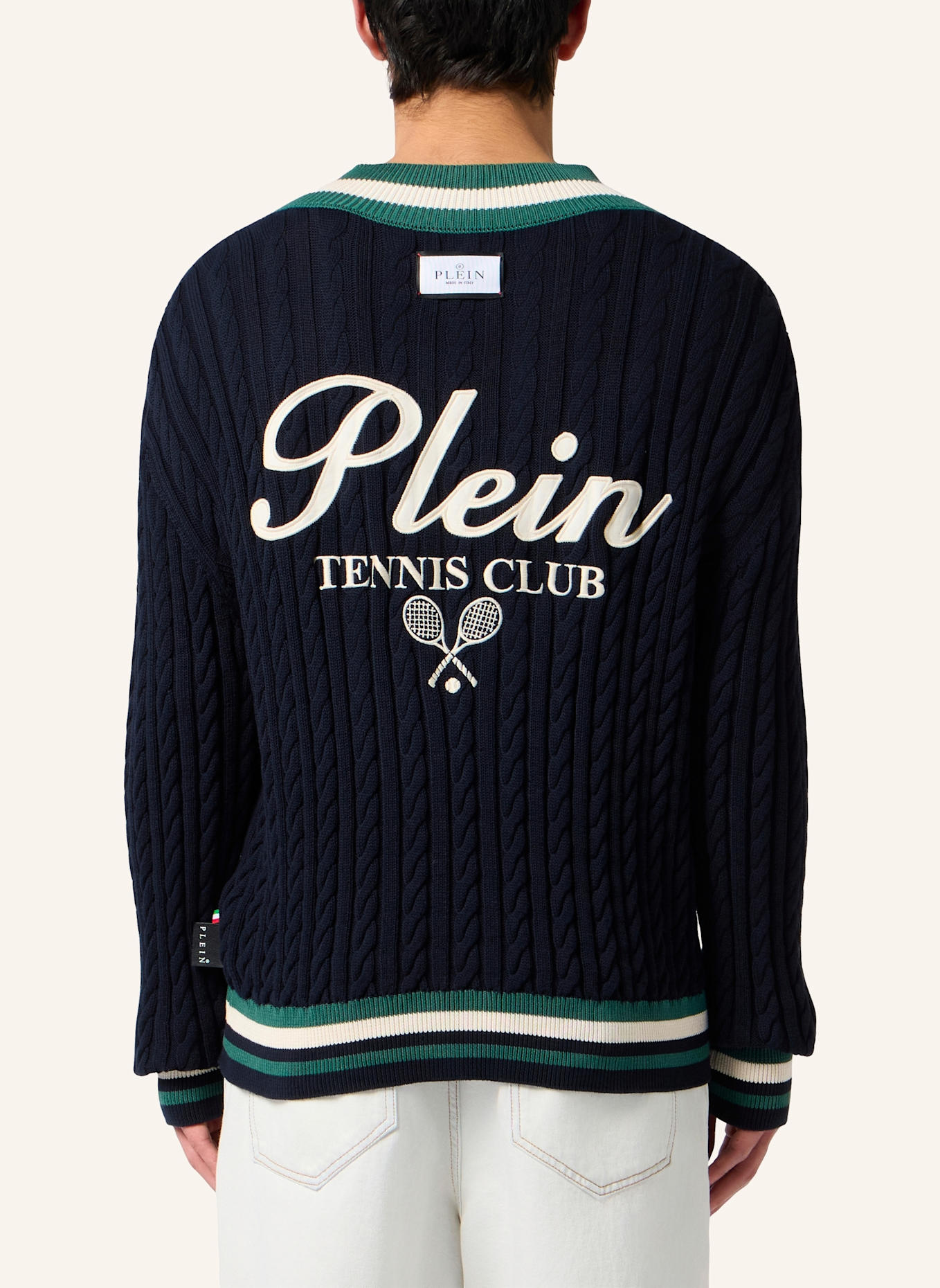 PHILIPP PLEIN PHILIPP PLEIN V-Neck Pullover Plein Tennis: DUNKELBLAU