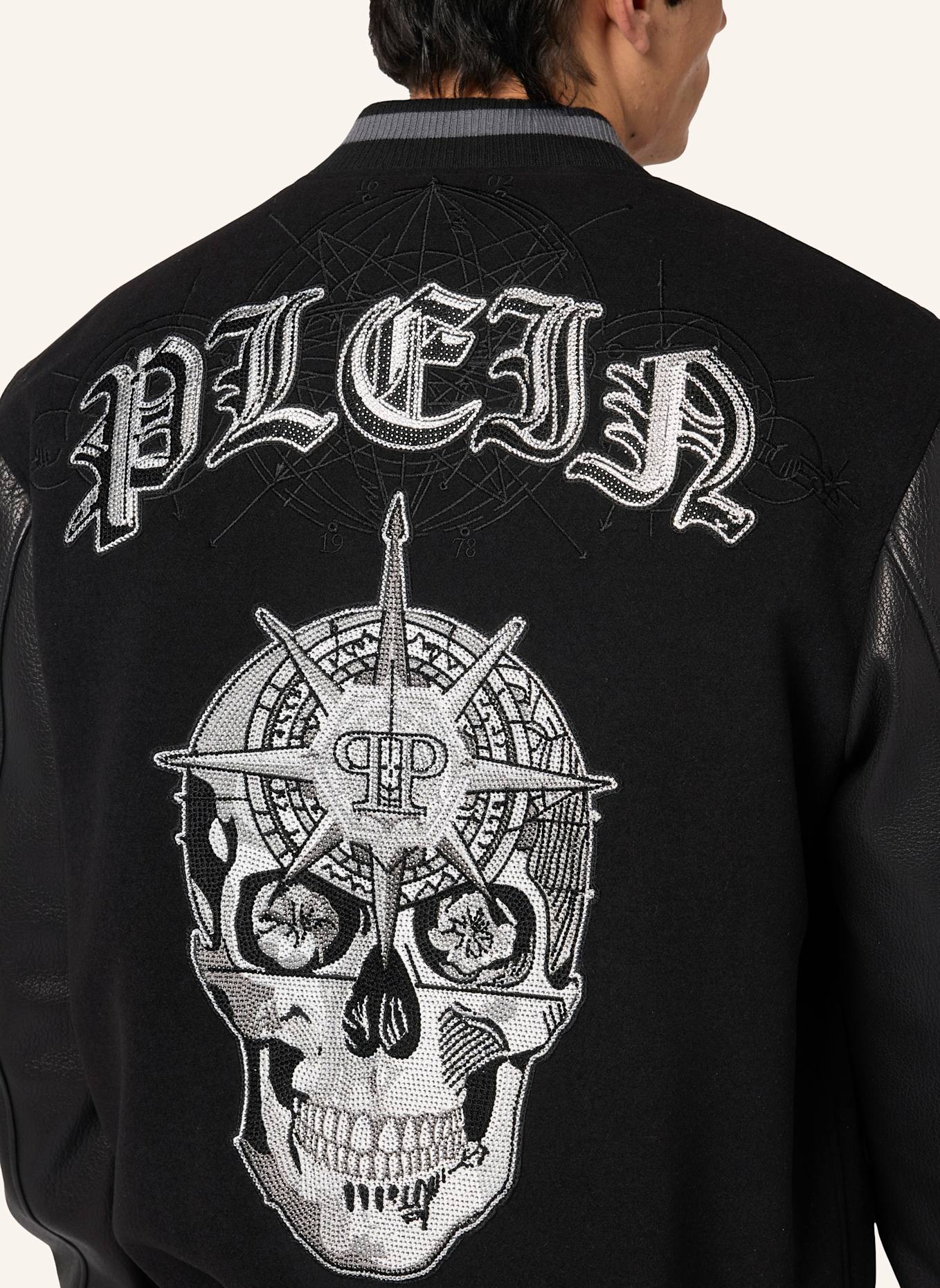 PHILIPP PLEIN PHILIPP PLEIN Composed Varsity Bomber Tattoo Strass: SCHWARZ