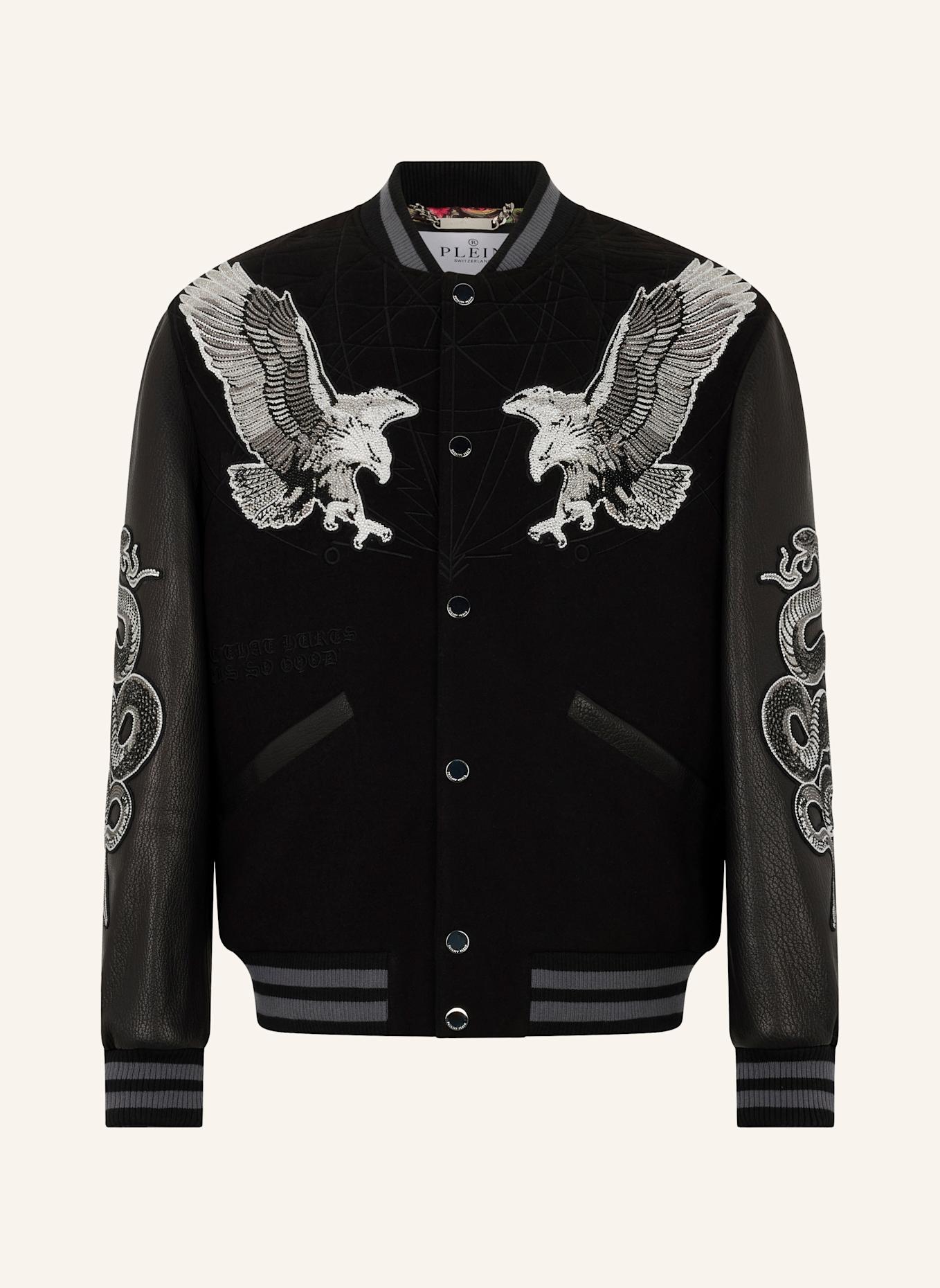 PHILIPP PLEIN PHILIPP PLEIN Composed Varsity Bomber Tattoo Strass: SCHWARZ