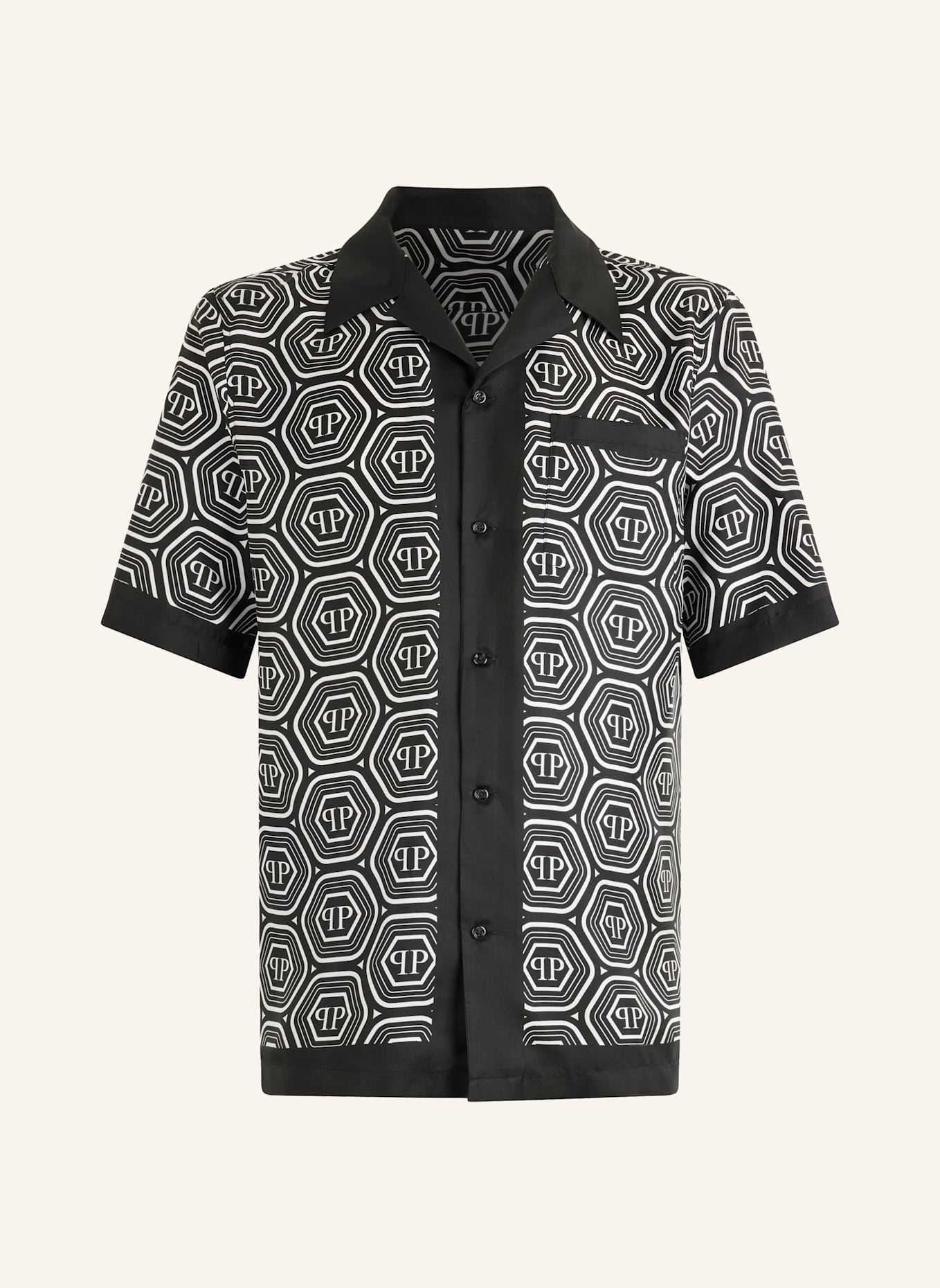 PHILIPP PLEIN PHILIPP PLEIN Silk Bowling Shirt Monogram 70's: SCHWARZ