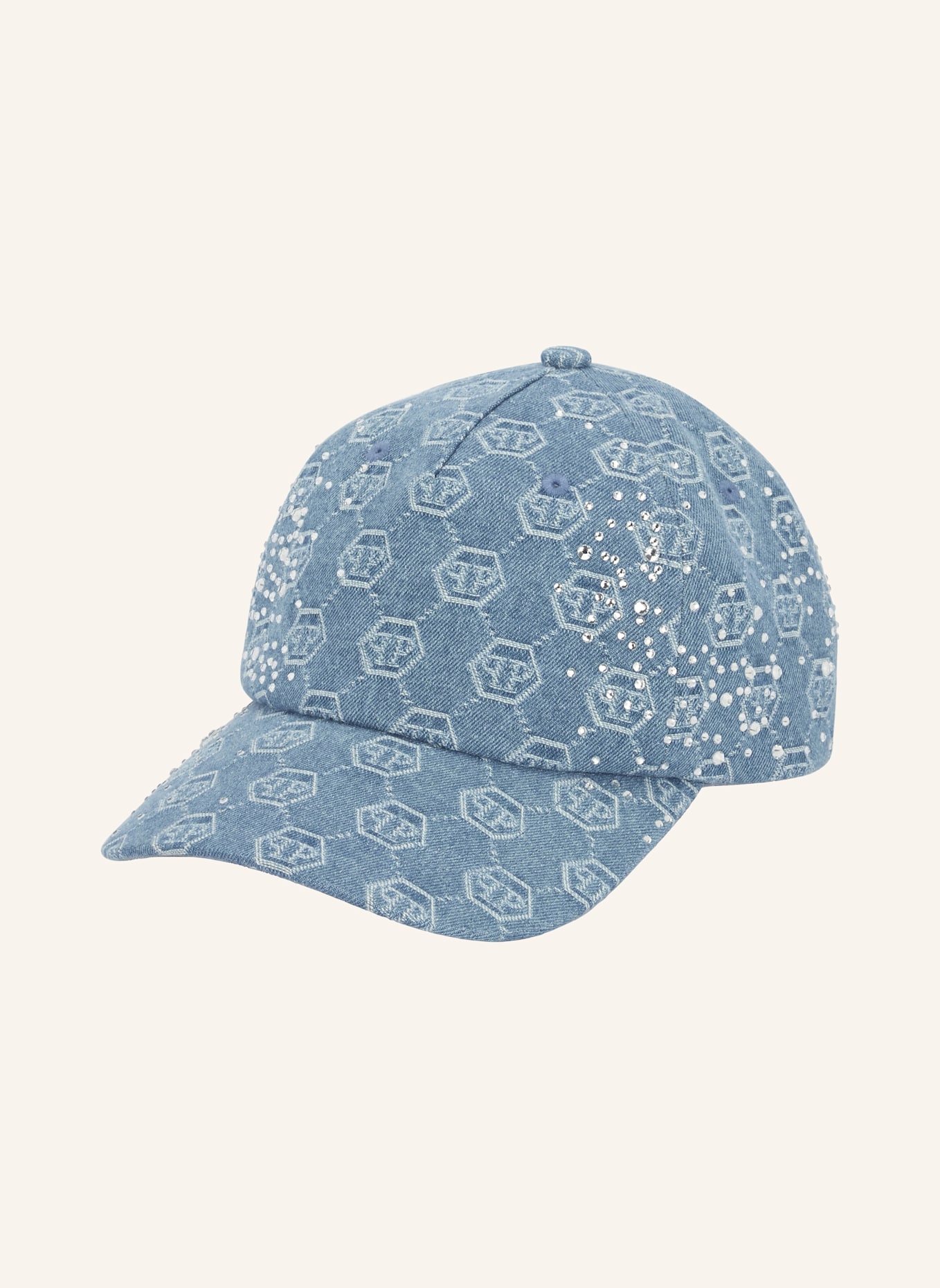 PHILIPP PLEIN PHILIPP PLEIN Denim Baseball Cap Monogram Strass: HELLBLAU