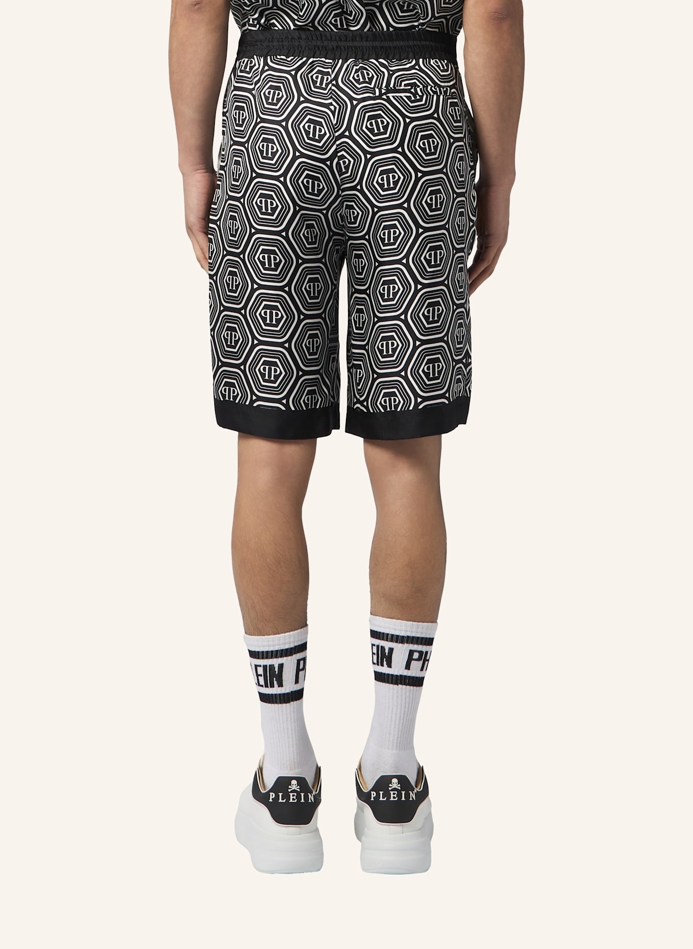 PHILIPP PLEIN PHILIPP PLEIN Silk Drawstring Shorts Monogram 70's: SCHWARZ