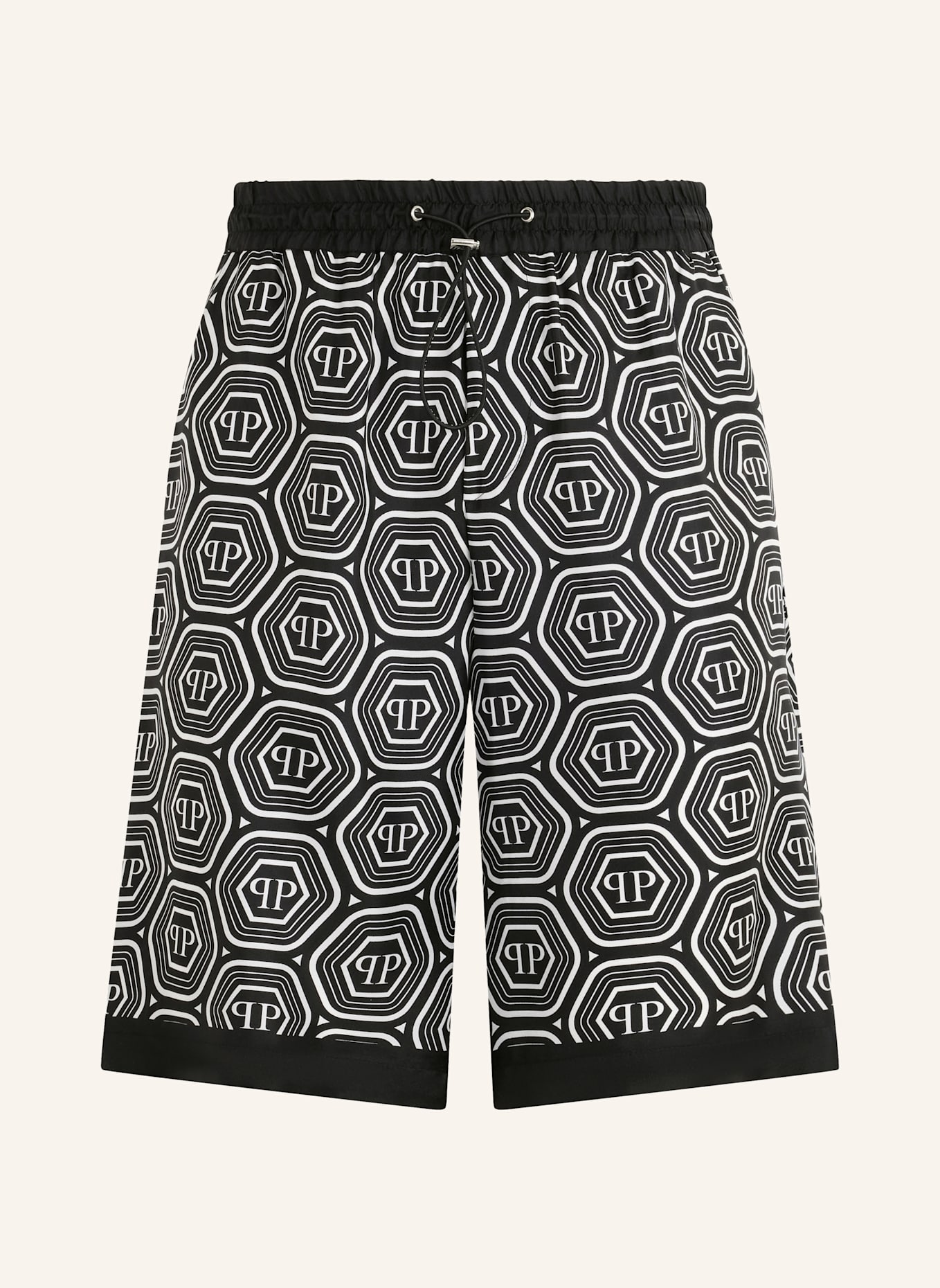 PHILIPP PLEIN PHILIPP PLEIN Silk Drawstring Shorts Monogram 70's: SCHWARZ