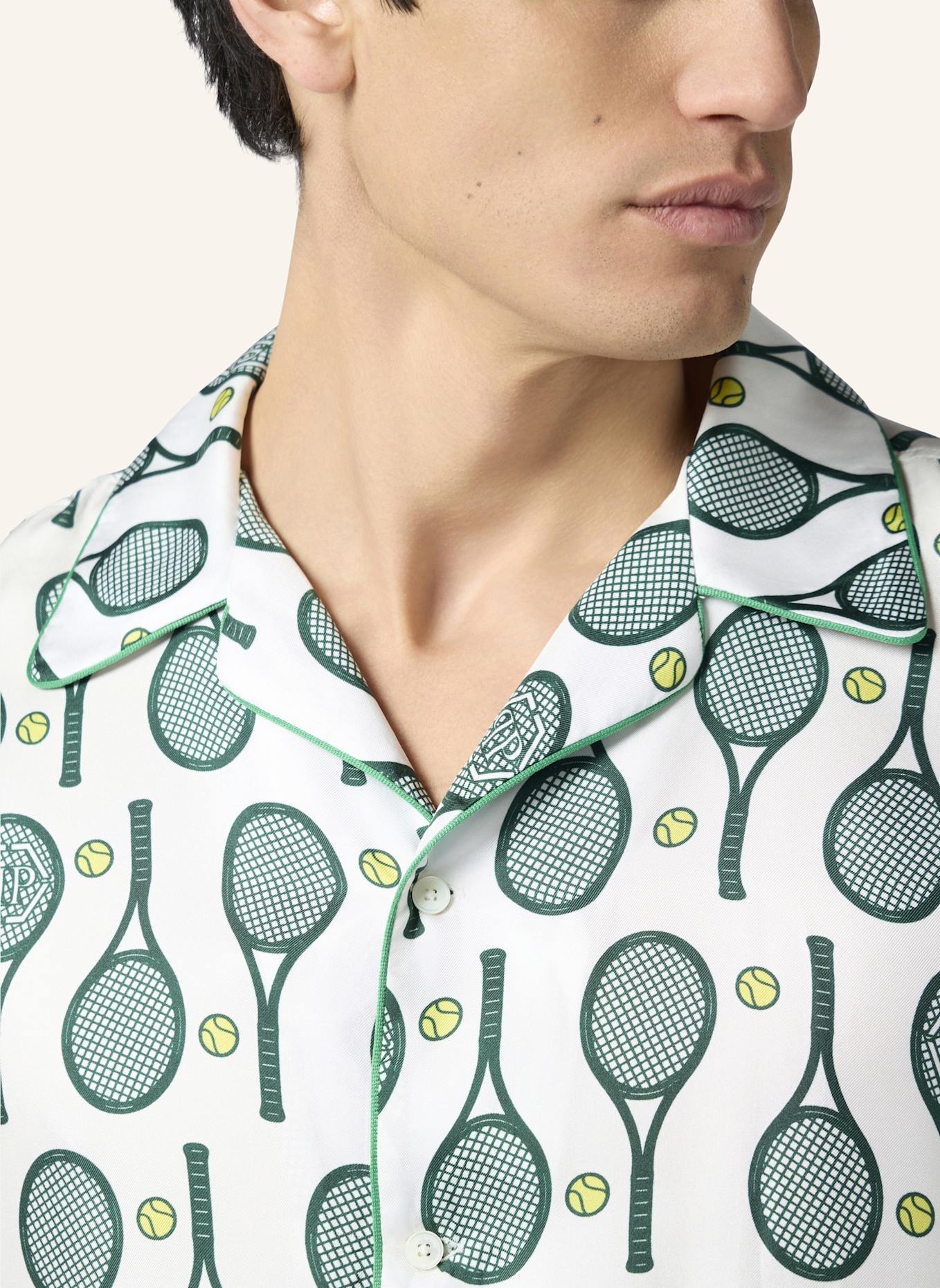 PHILIPP PLEIN PHILIPP PLEIN Silk Bowling Shirt Tennis: WEISS
