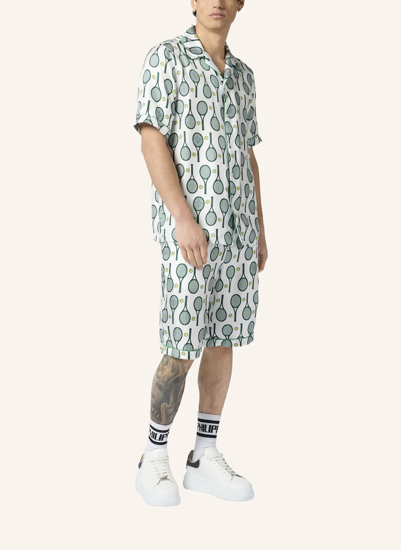 PHILIPP PLEIN PHILIPP PLEIN Silk Bowling Shirt Tennis: WEISS