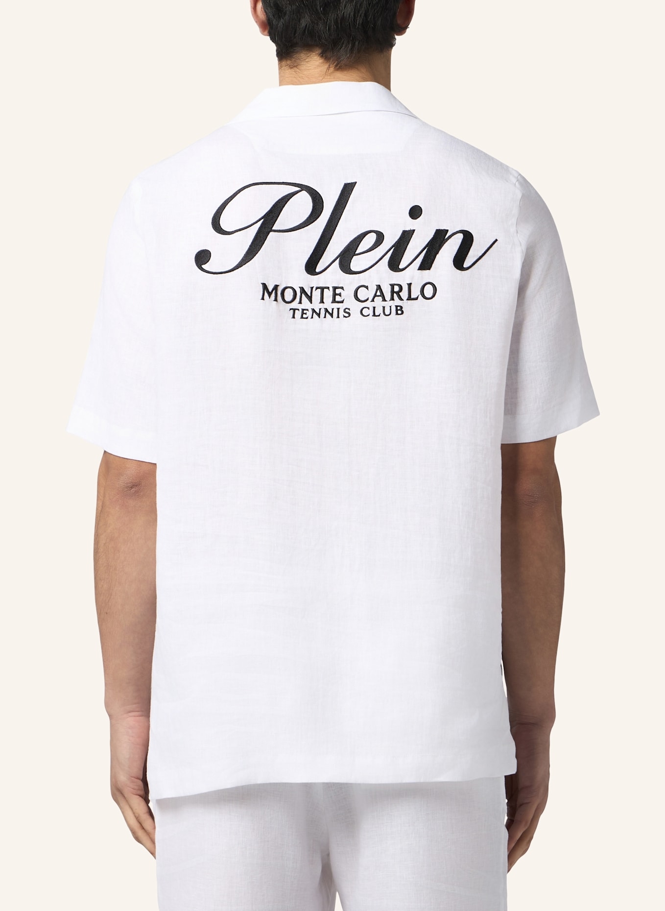 PHILIPP PLEIN PHILIPP PLEIN Linen Bowling Shirt Tennis Club: WEISS