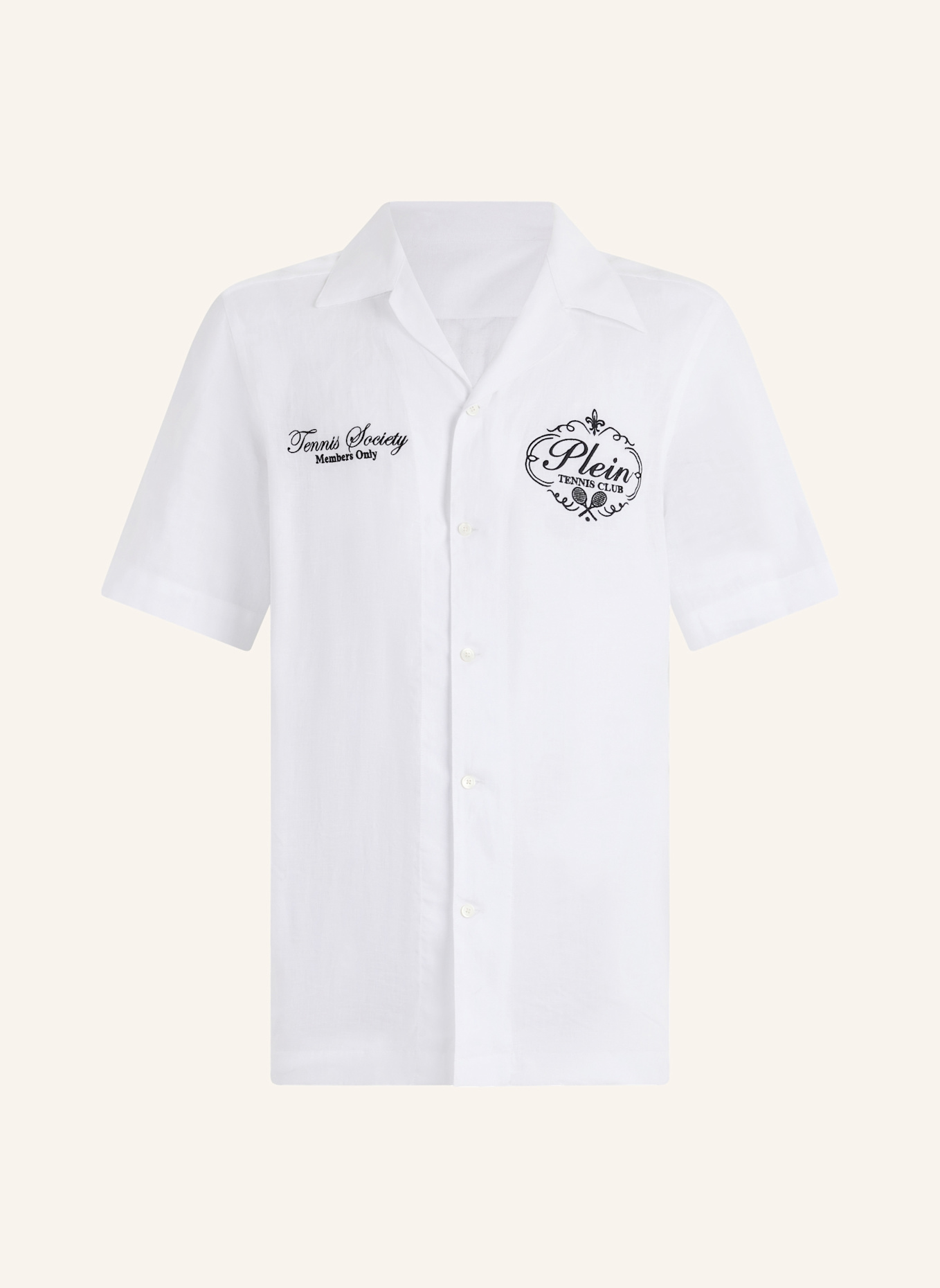 PHILIPP PLEIN PHILIPP PLEIN Linen Bowling Shirt Tennis Club: WEISS