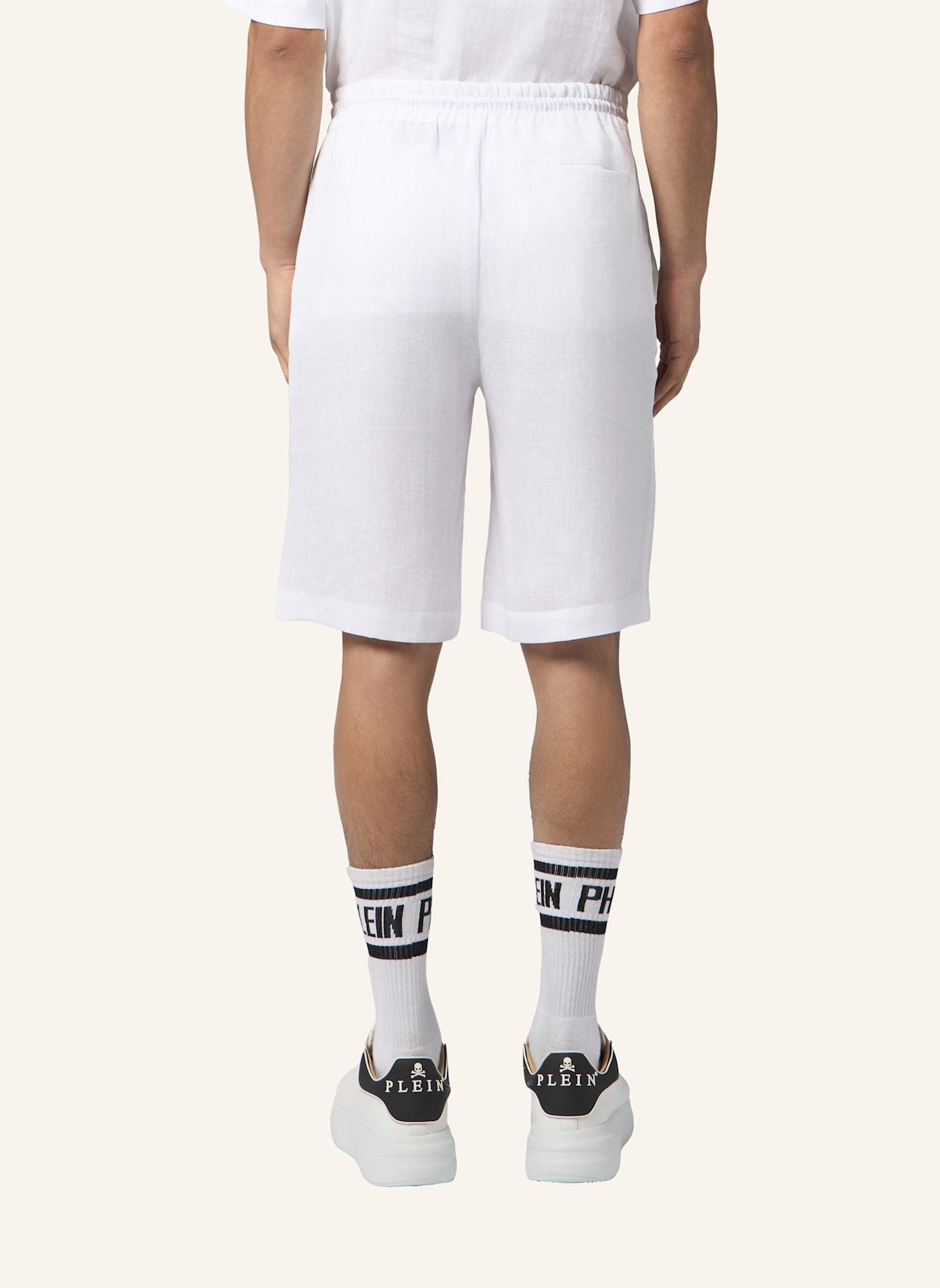 PHILIPP PLEIN PHILIPP PLEIN Linen Drawstring Shorts Tennis Club: WEISS