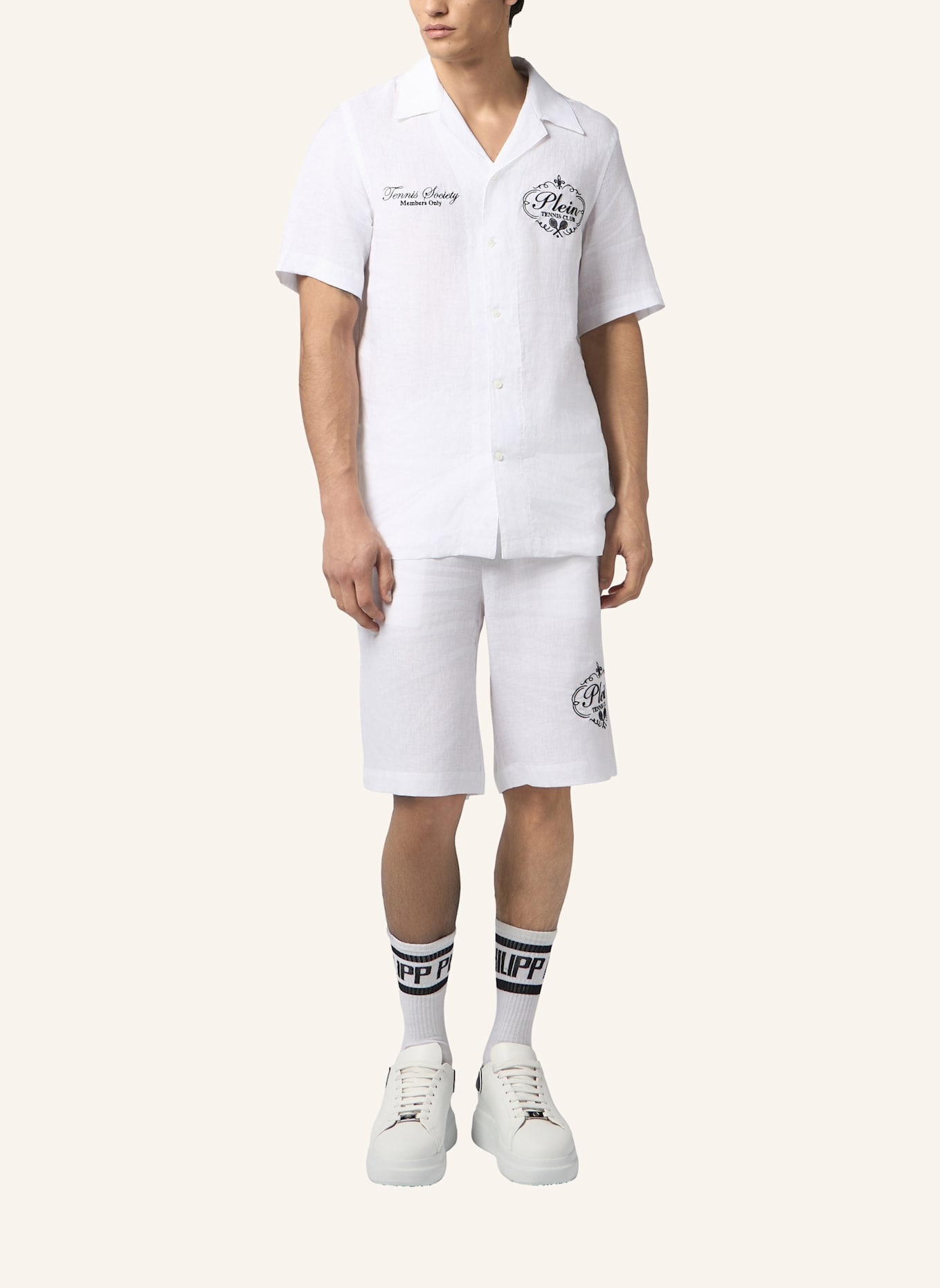 PHILIPP PLEIN PHILIPP PLEIN Linen Drawstring Shorts Tennis Club: WEISS