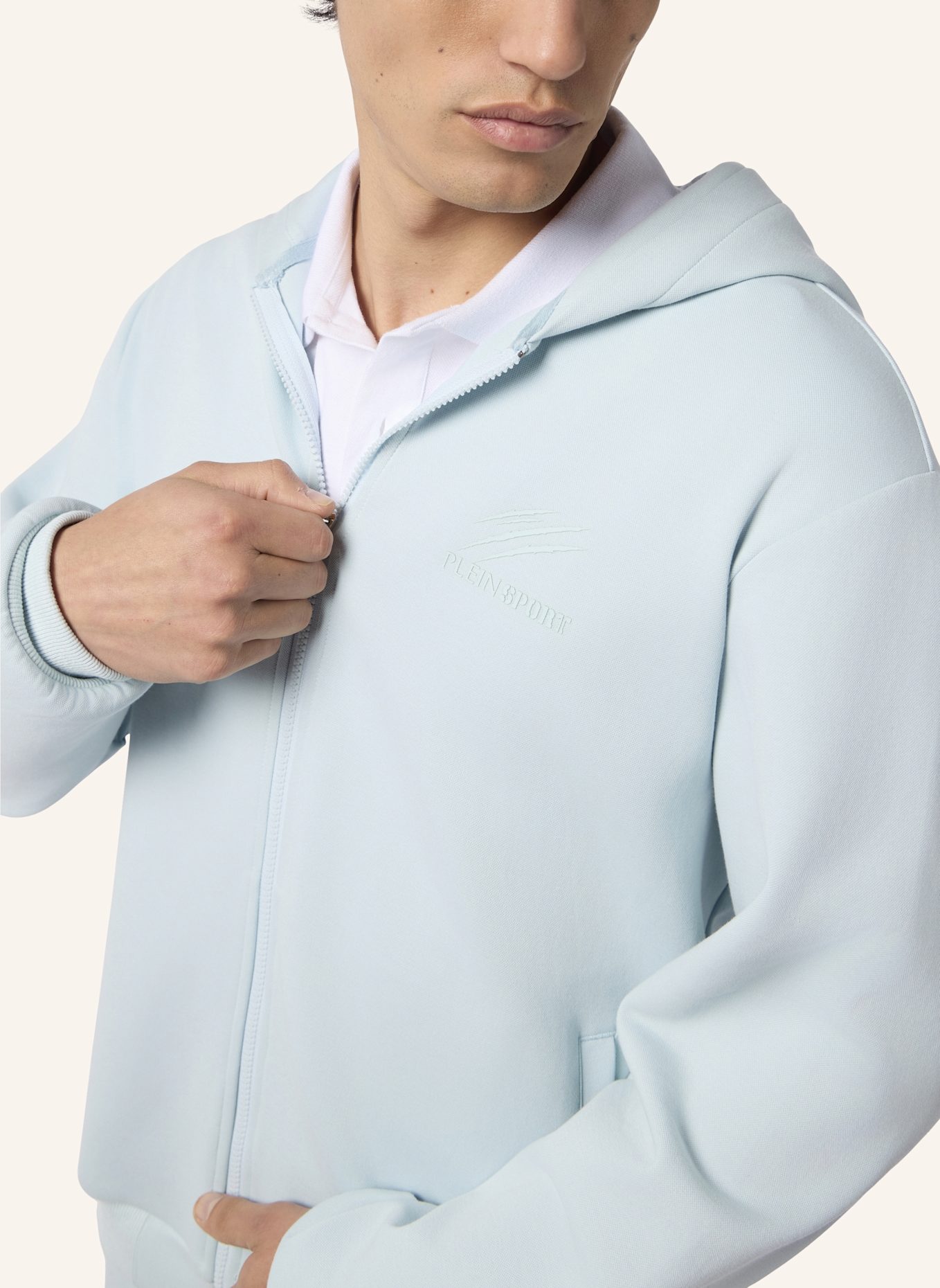 PLEIN SPORT PLEIN SPORT Pique Zip Hoodie Icon: HELLBLAU