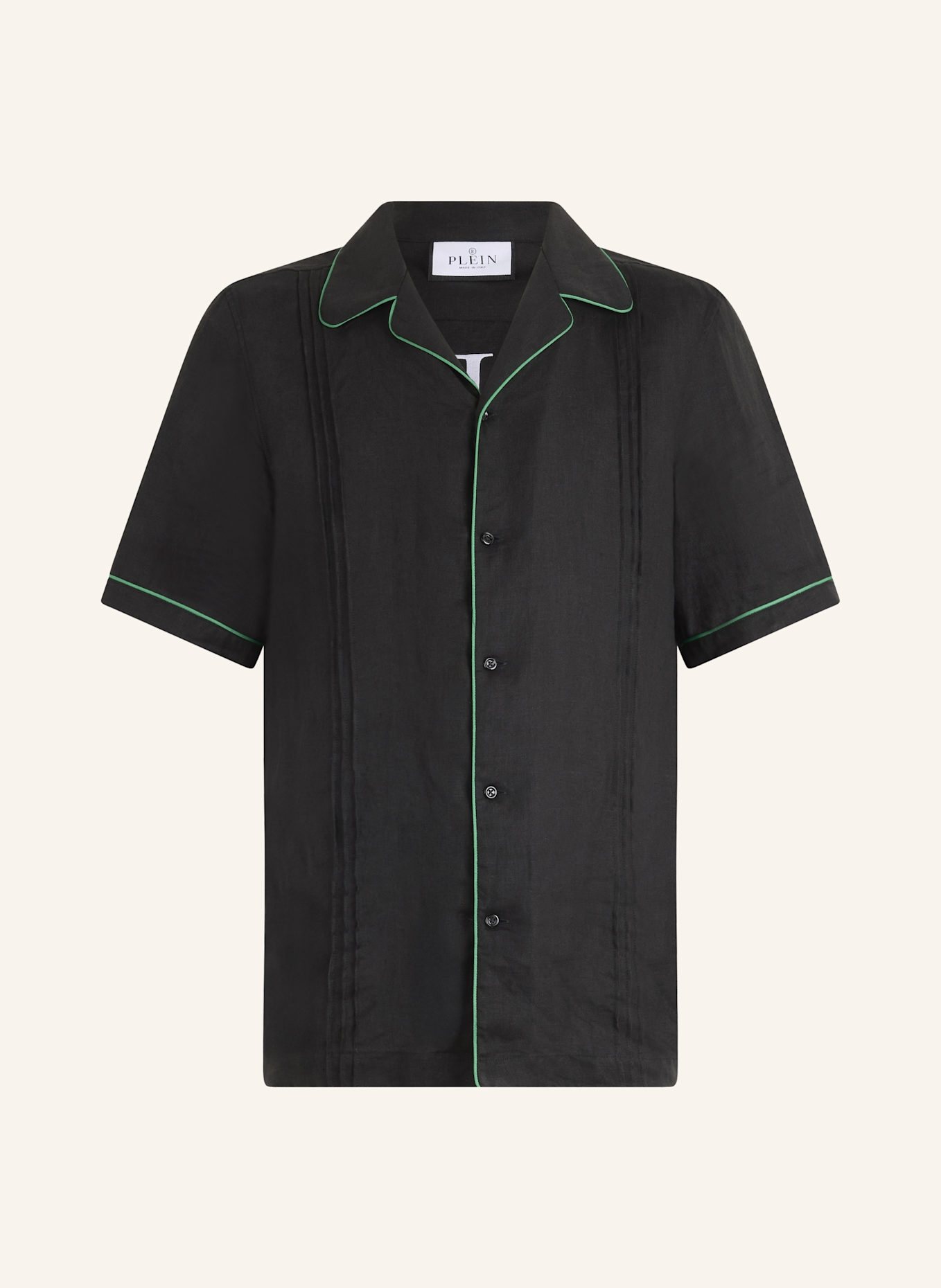 PHILIPP PLEIN PHILIPP PLEIN Linen Bowling Shirt Plein Tennis: SCHWARZ