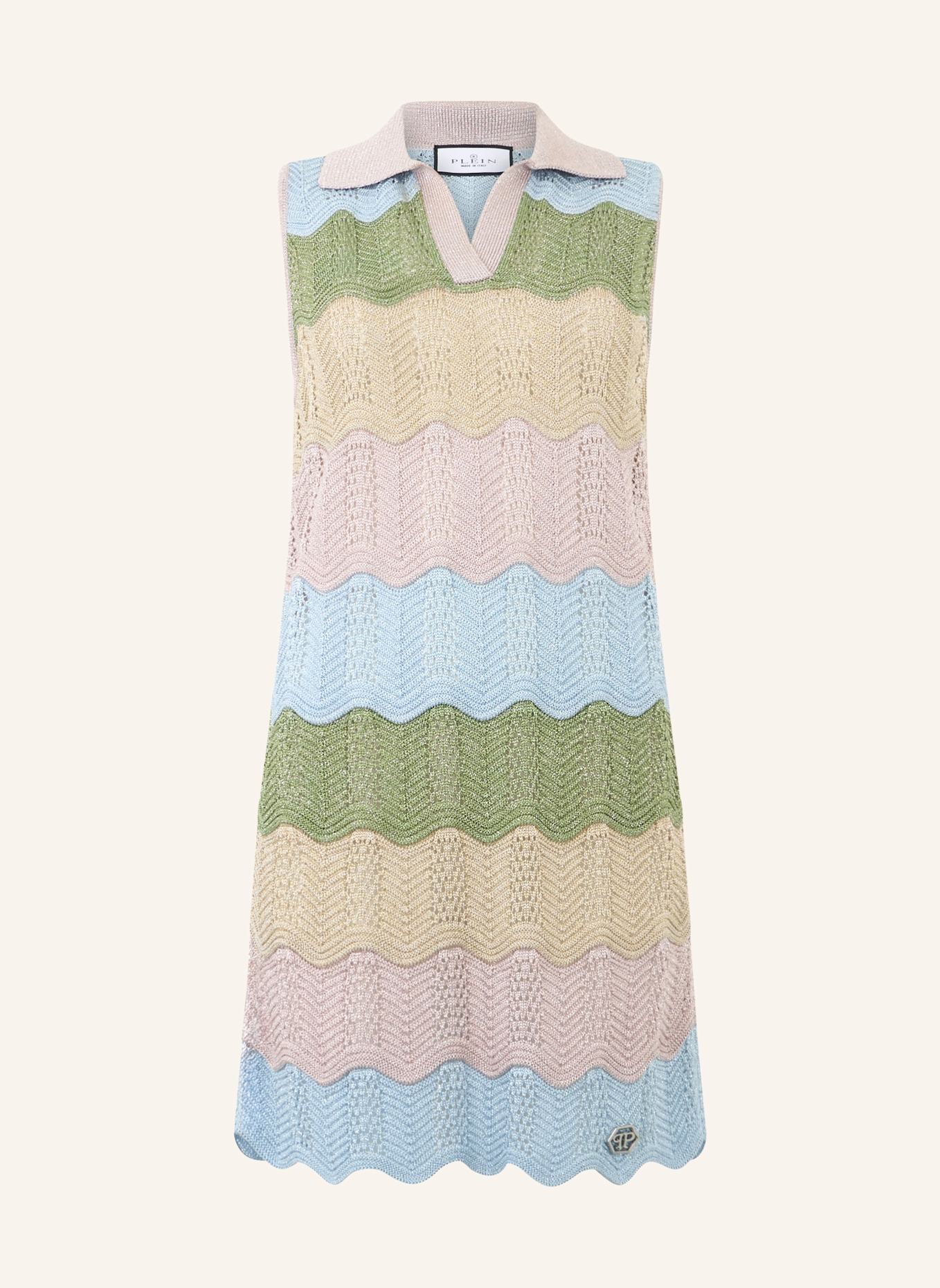PHILIPP PLEIN PHILIPP PLEIN Polo Neck Mini Dress Color Wave: BLAU/ GELB/ FUCHSIA