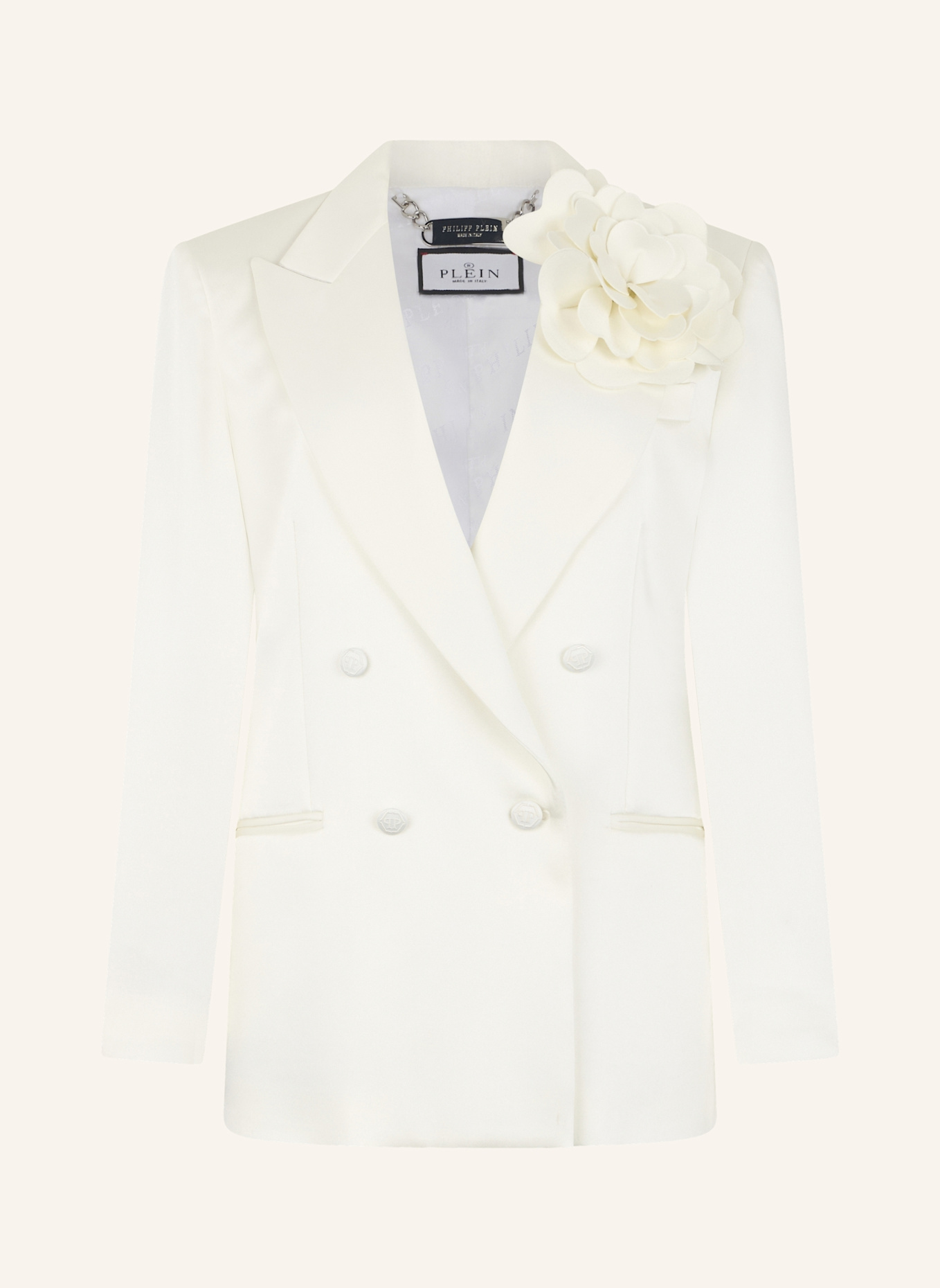 PHILIPP PLEIN PHILIPP PLEIN Double-Breasted Satin Blazer Roses: WEISS