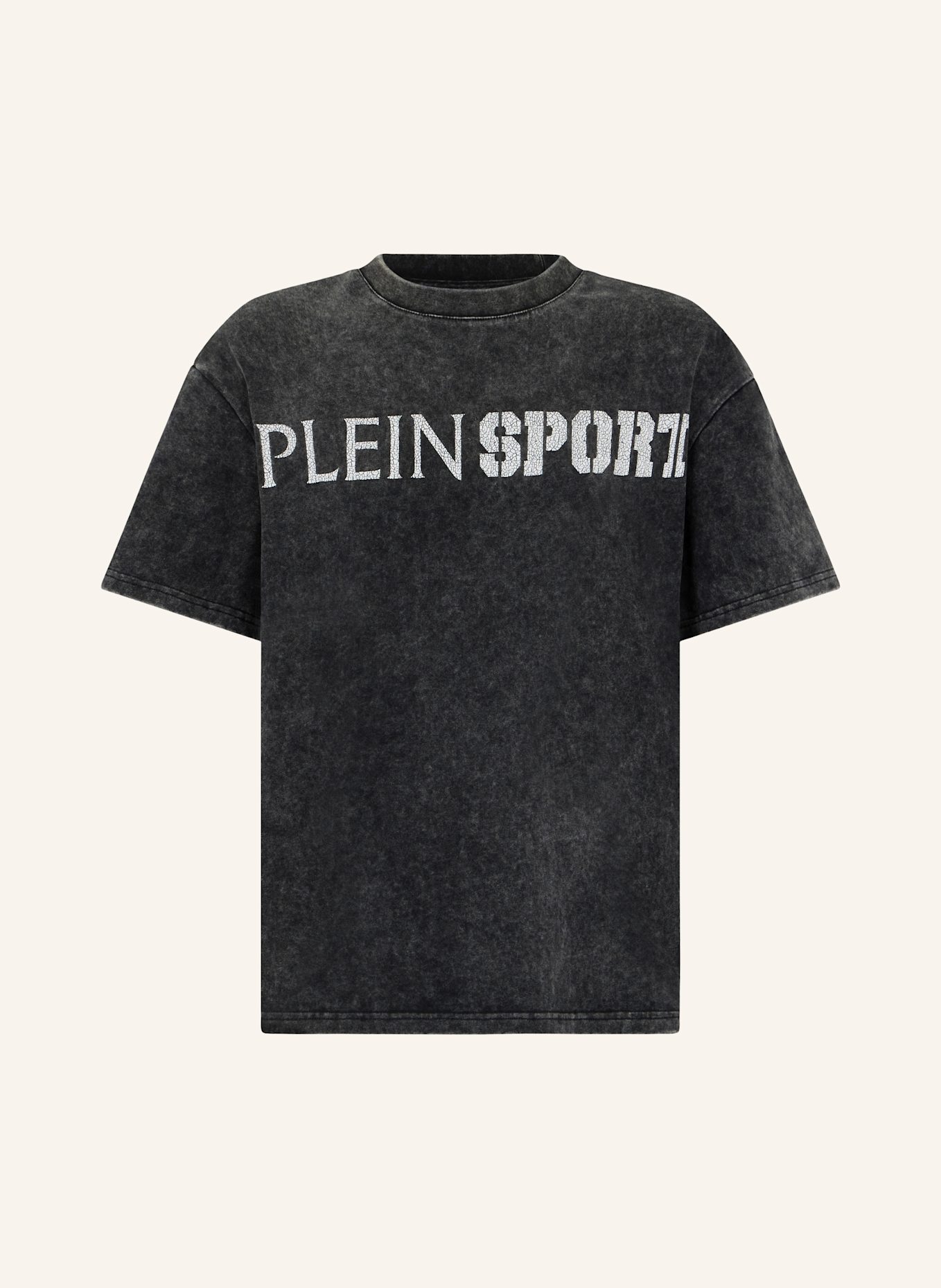 PLEIN SPORT PLEIN SPORT Washed Round Neck T-Shirt Crackle Scratch: SCHWARZ