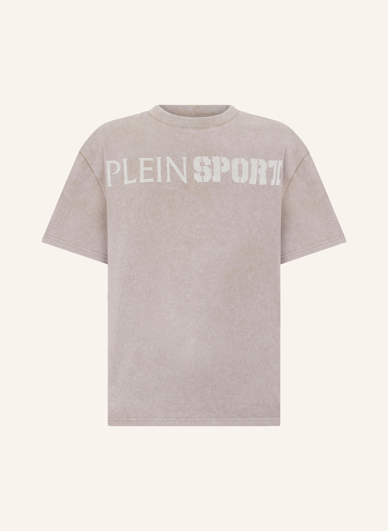 PLEIN SPORT PLEIN SPORT Washed Round Neck T-Shirt Crackle Scratch: BEIGE