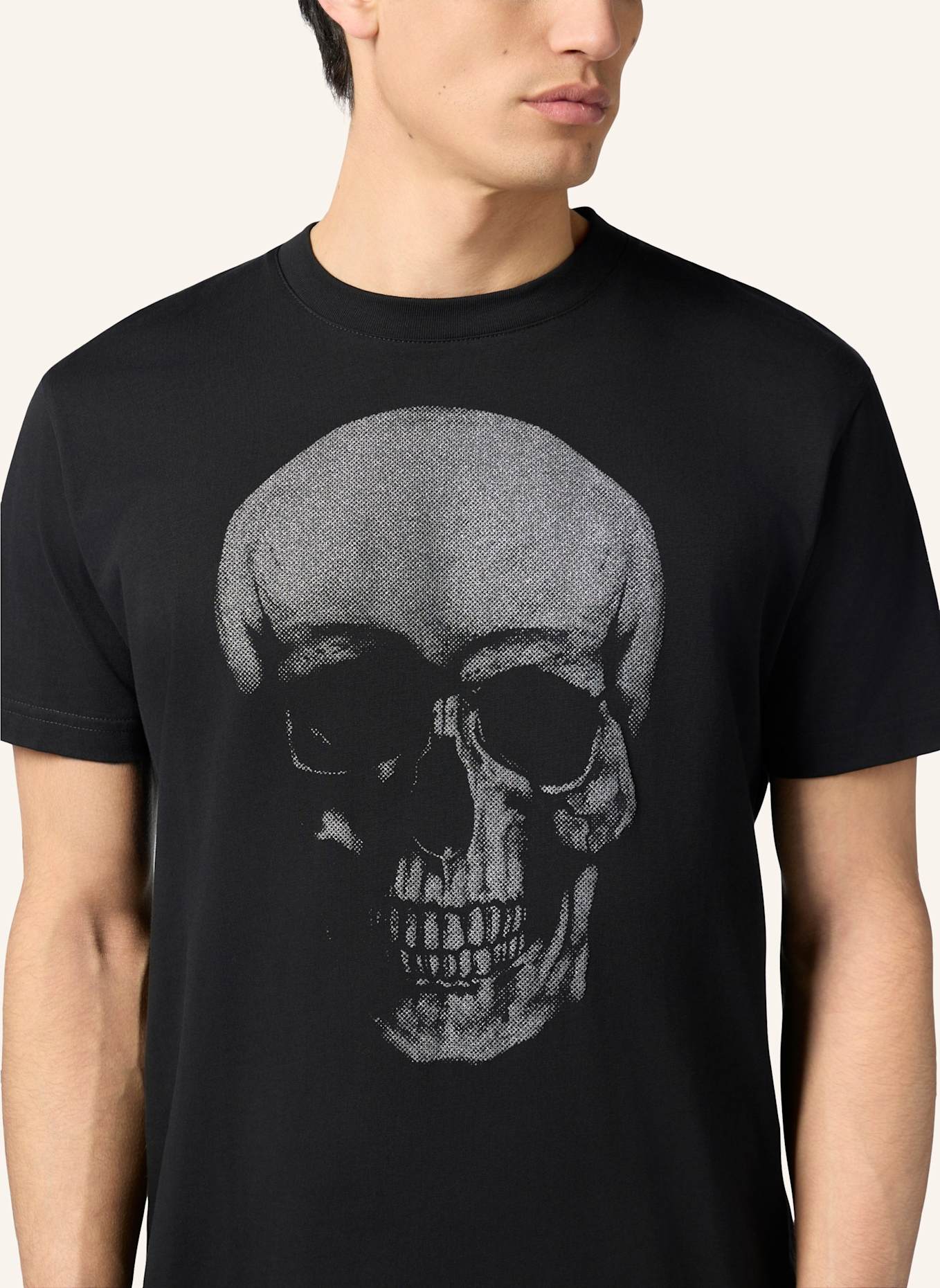 PHILIPP PLEIN PHILIPP PLEIN Round Neck T-Shirt Glitter Skull: SCHWARZ