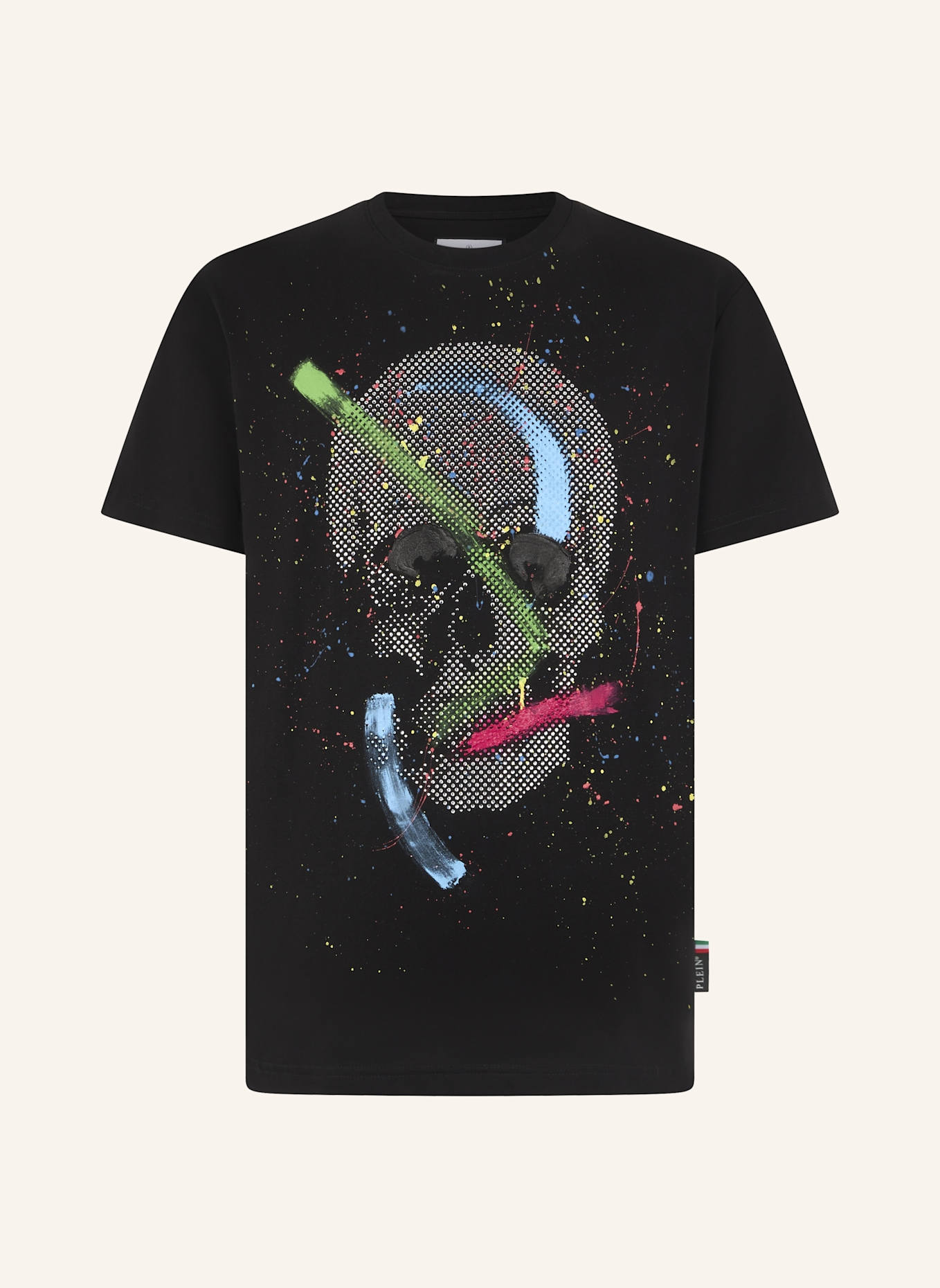 PHILIPP PLEIN PHILIPP PLEIN Round Neck T-Shirt Paint Splash Skull: SCHWARZ