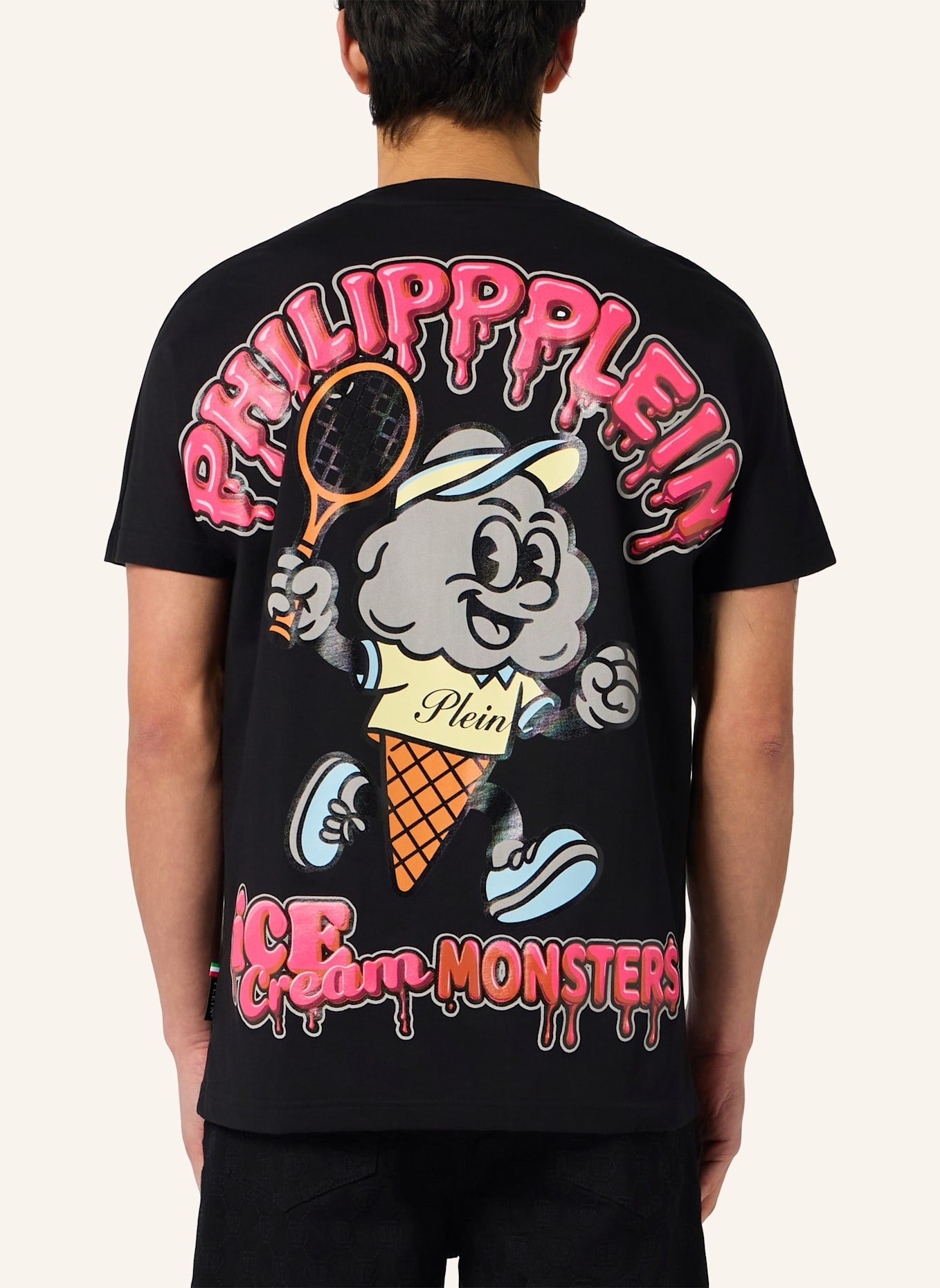 PHILIPP PLEIN PHILIPP PLEIN Round Neck T-Shirt Gelato Monsters: SCHWARZ
