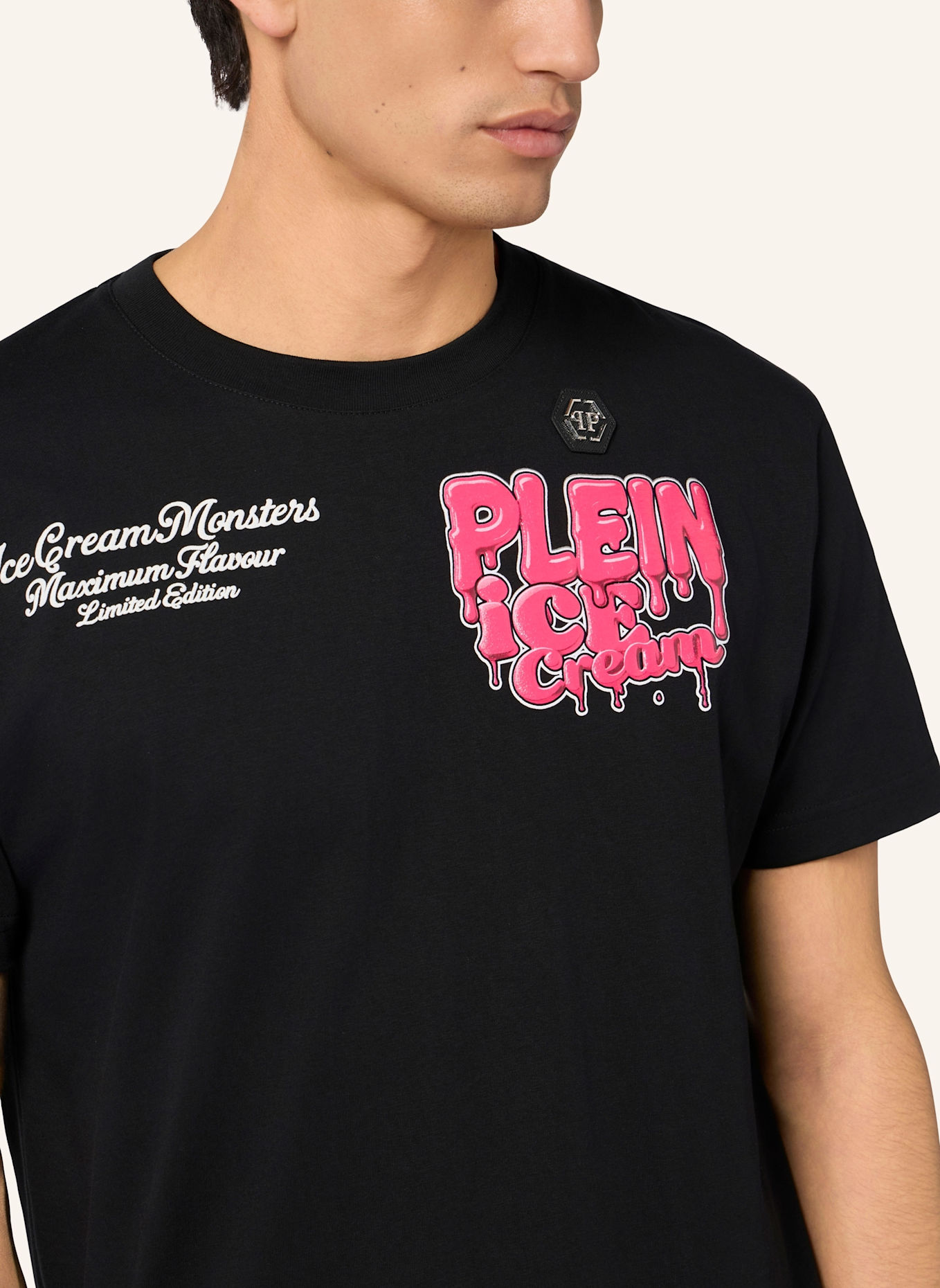 PHILIPP PLEIN PHILIPP PLEIN Round Neck T-Shirt Gelato Monsters: SCHWARZ