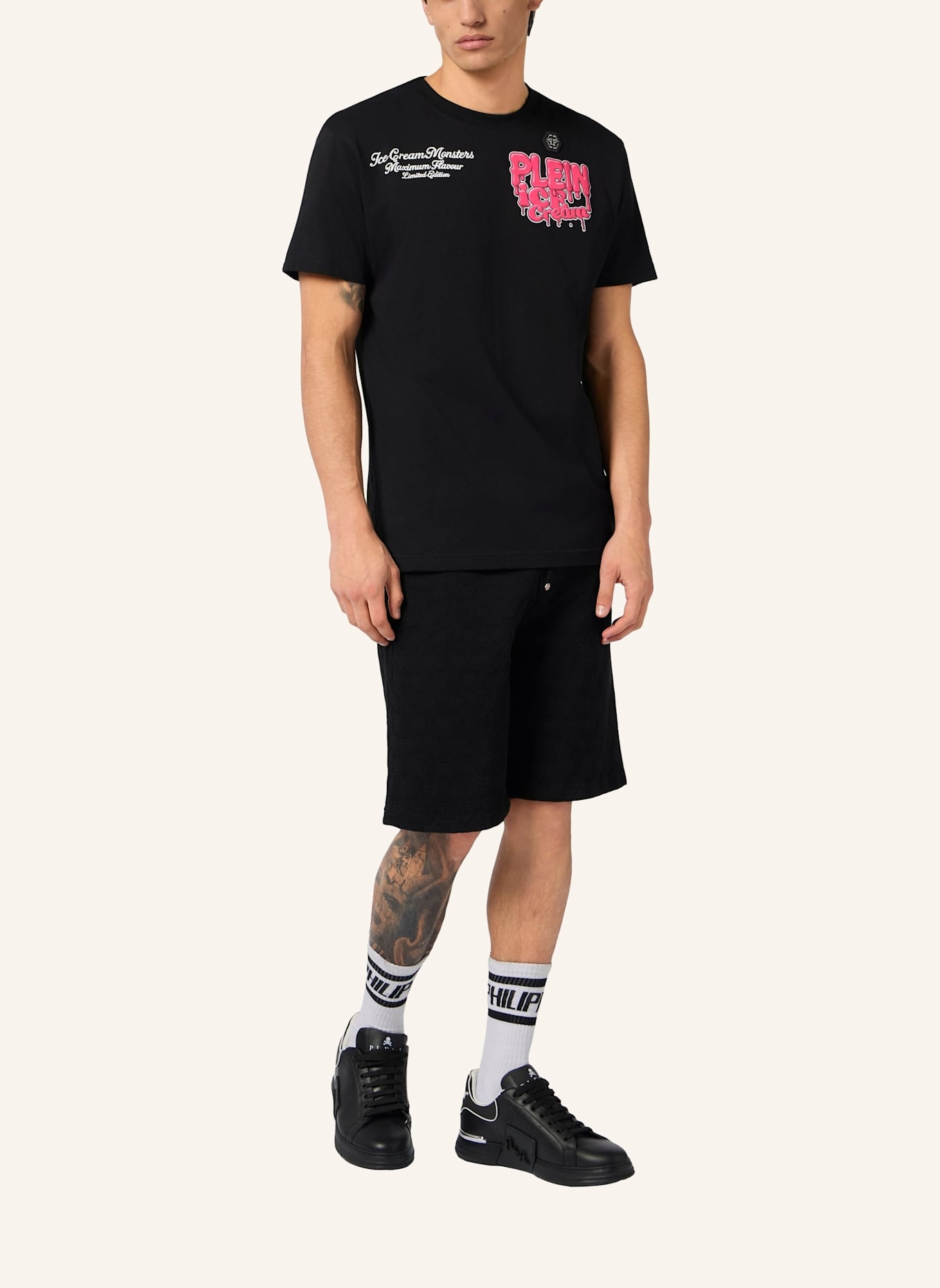 PHILIPP PLEIN PHILIPP PLEIN Round Neck T-Shirt Gelato Monsters: SCHWARZ
