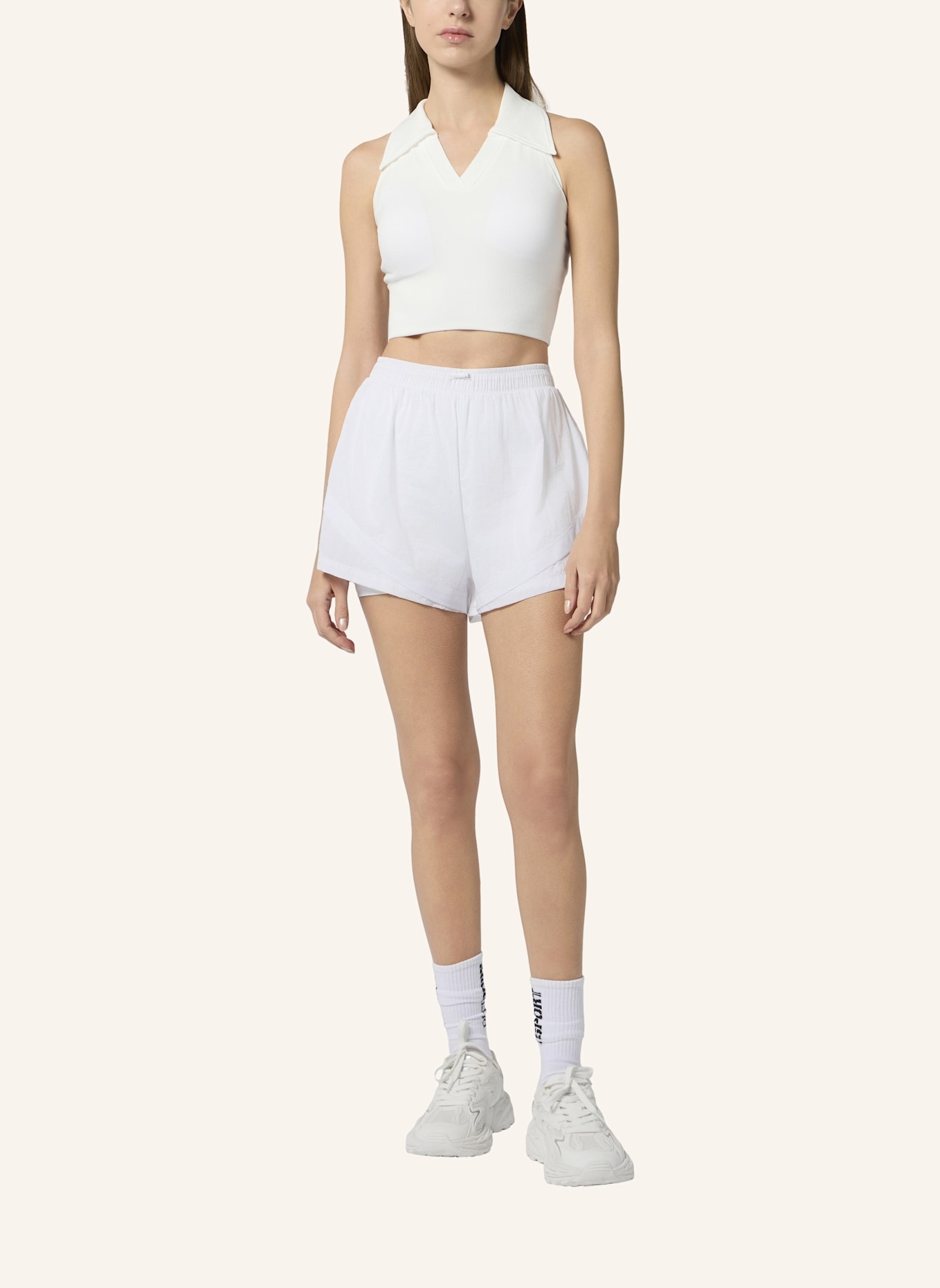 PLEIN SPORT PLEIN SPORT Polo Neck Cropped Top PS: WEISS
