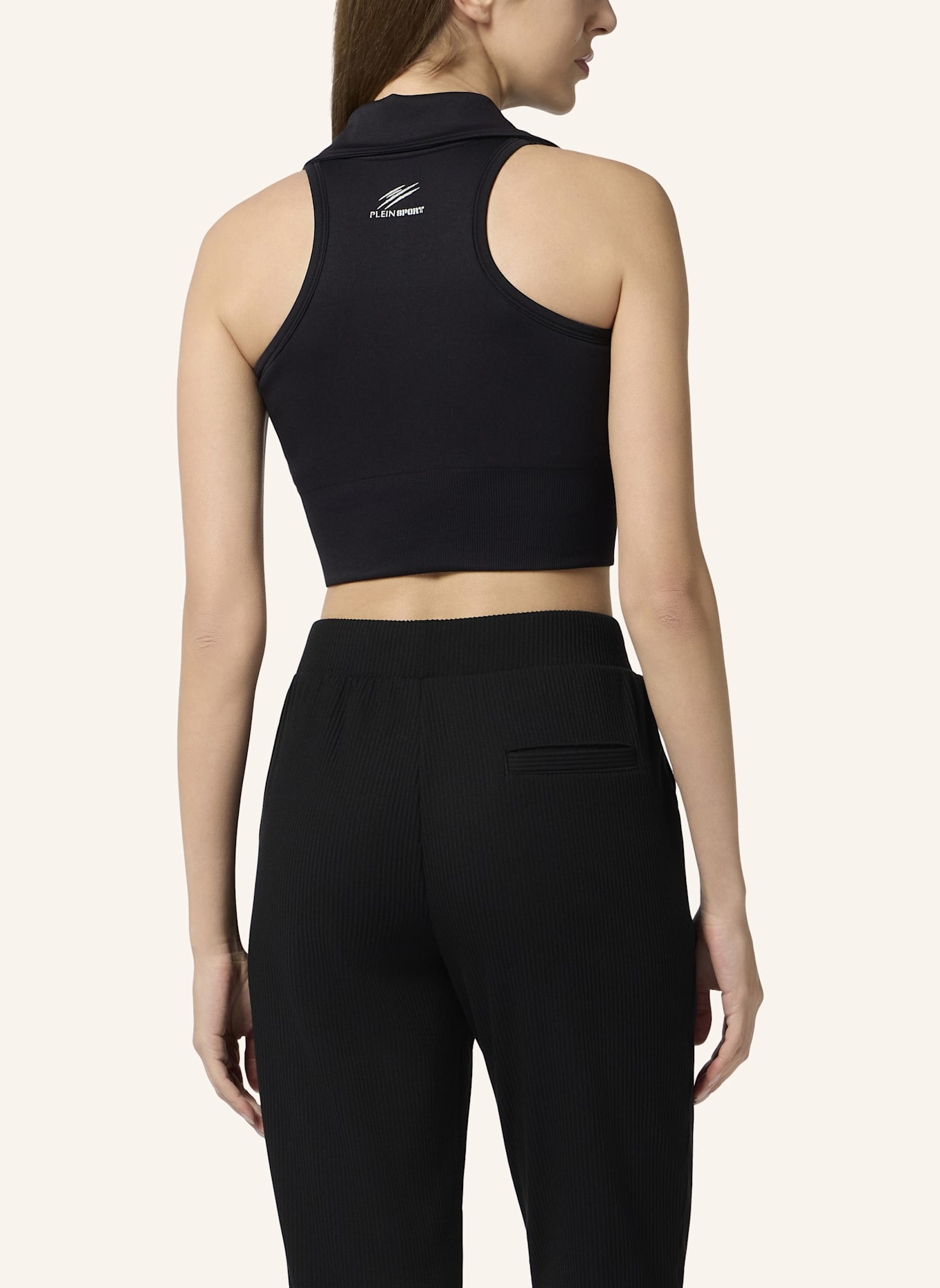 PLEIN SPORT PLEIN SPORT Polo Neck Cropped Top PS: SCHWARZ
