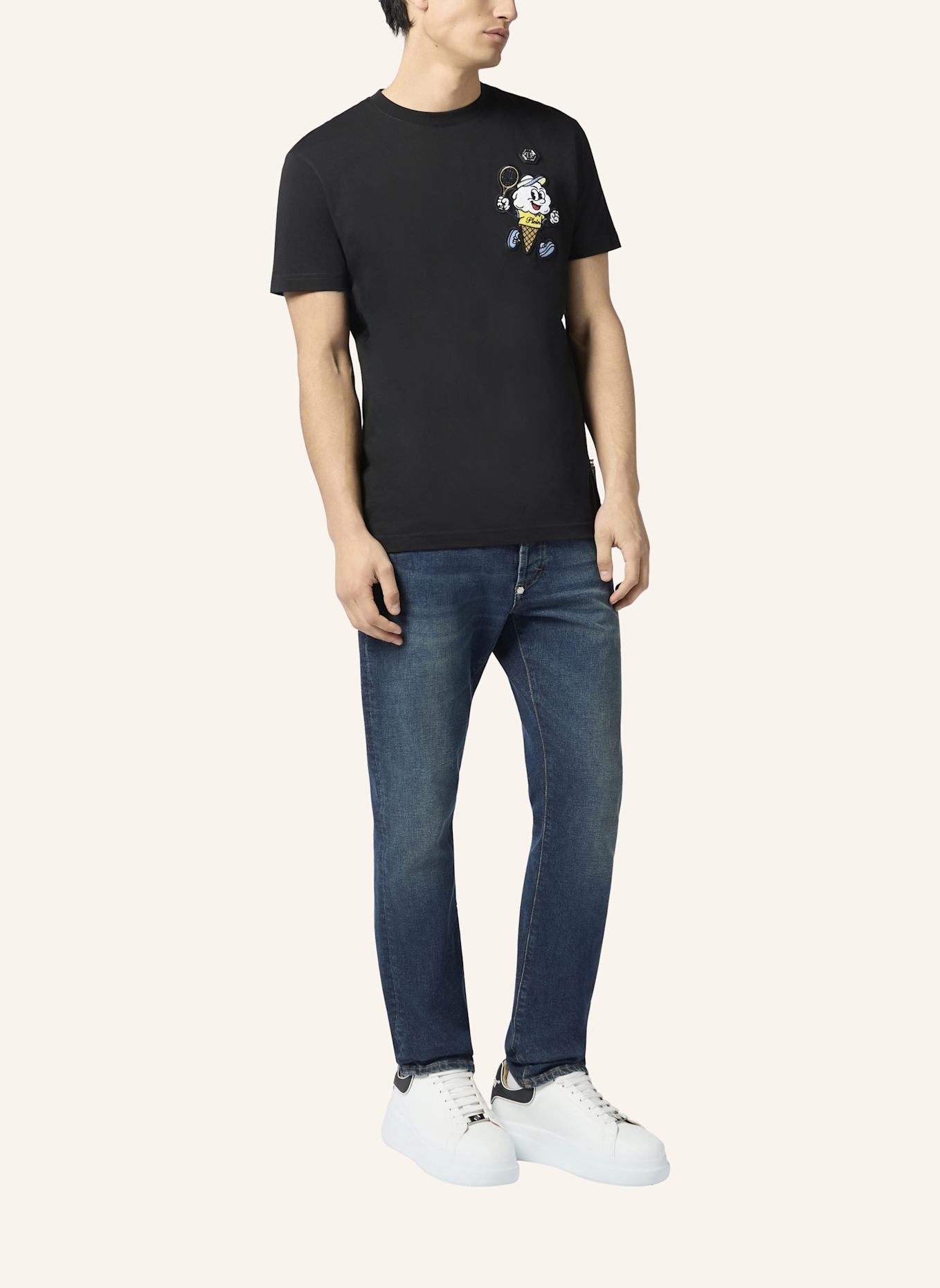 PHILIPP PLEIN PHILIPP PLEIN Round Neck T-Shirt Gelato Monsters: SCHWARZ