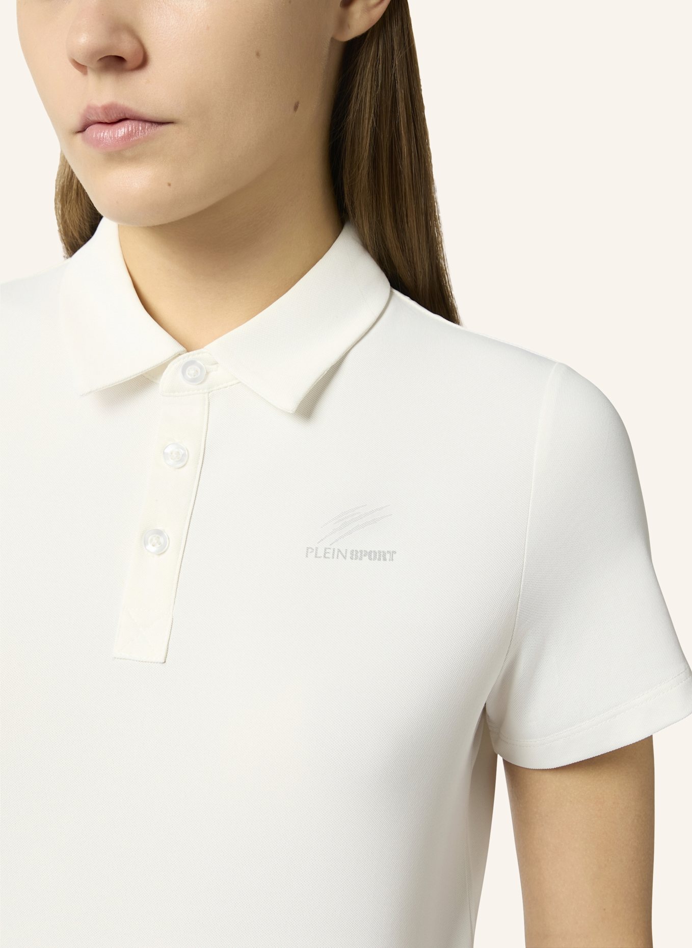 PLEIN SPORT PLEIN SPORT Pique Polo T-Shirt Reflective Scratch: WEISS