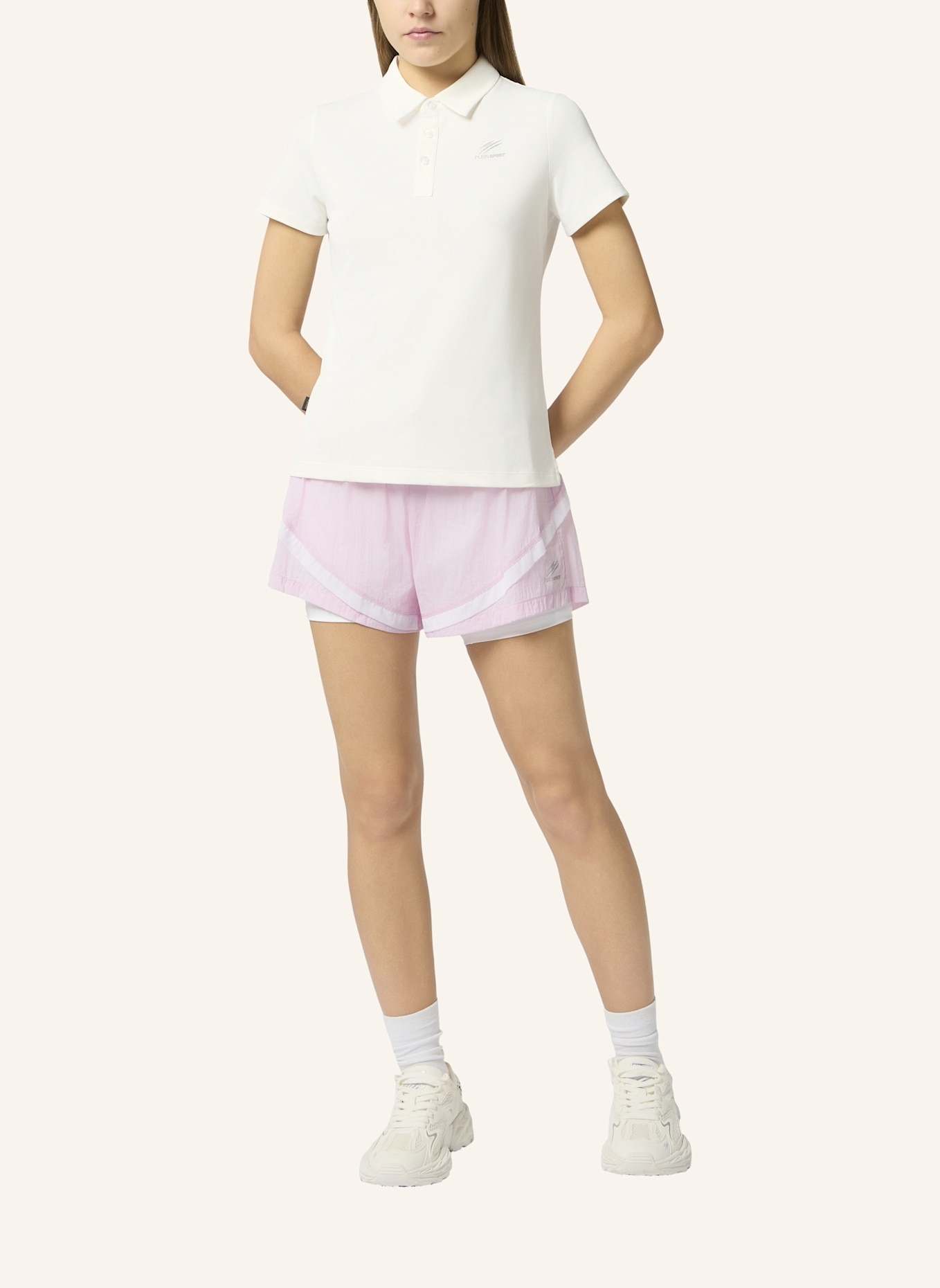 PLEIN SPORT PLEIN SPORT Pique Polo T-Shirt Reflective Scratch: WEISS