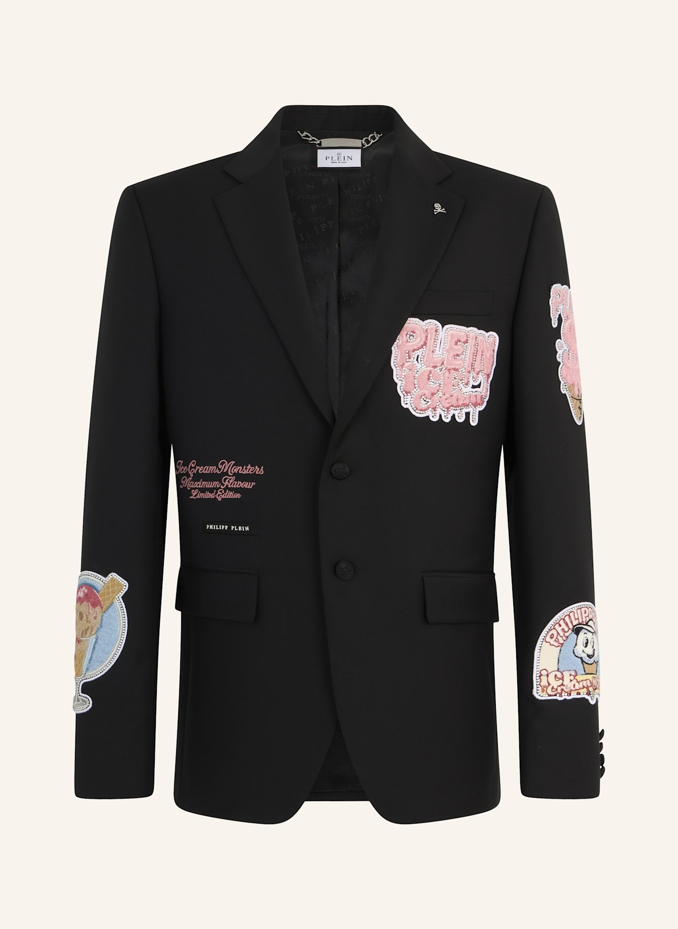 PHILIPP PLEIN PHILIPP PLEIN Gigolo Fit Blazer Ice Cream Patches: SCHWARZ
