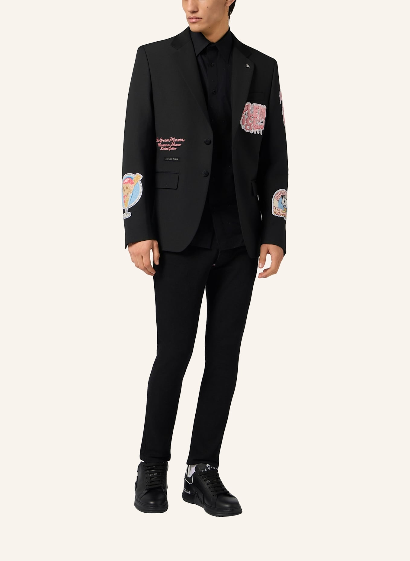 PHILIPP PLEIN PHILIPP PLEIN Gigolo Fit Blazer Ice Cream Patches: SCHWARZ