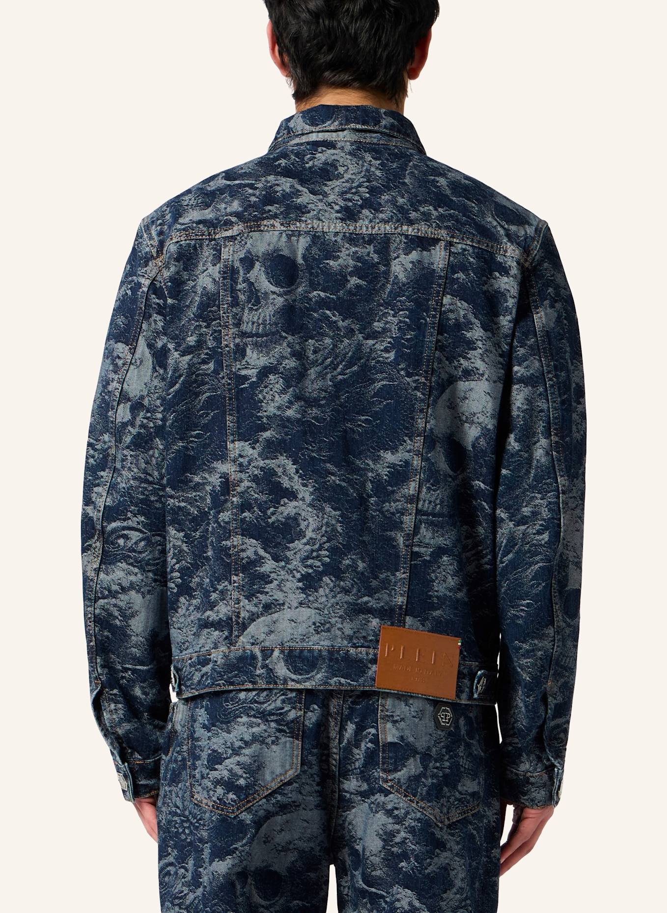 PHILIPP PLEIN PHILIPP PLEIN Trucker Jacket All-Over Skull Skull: BLAU