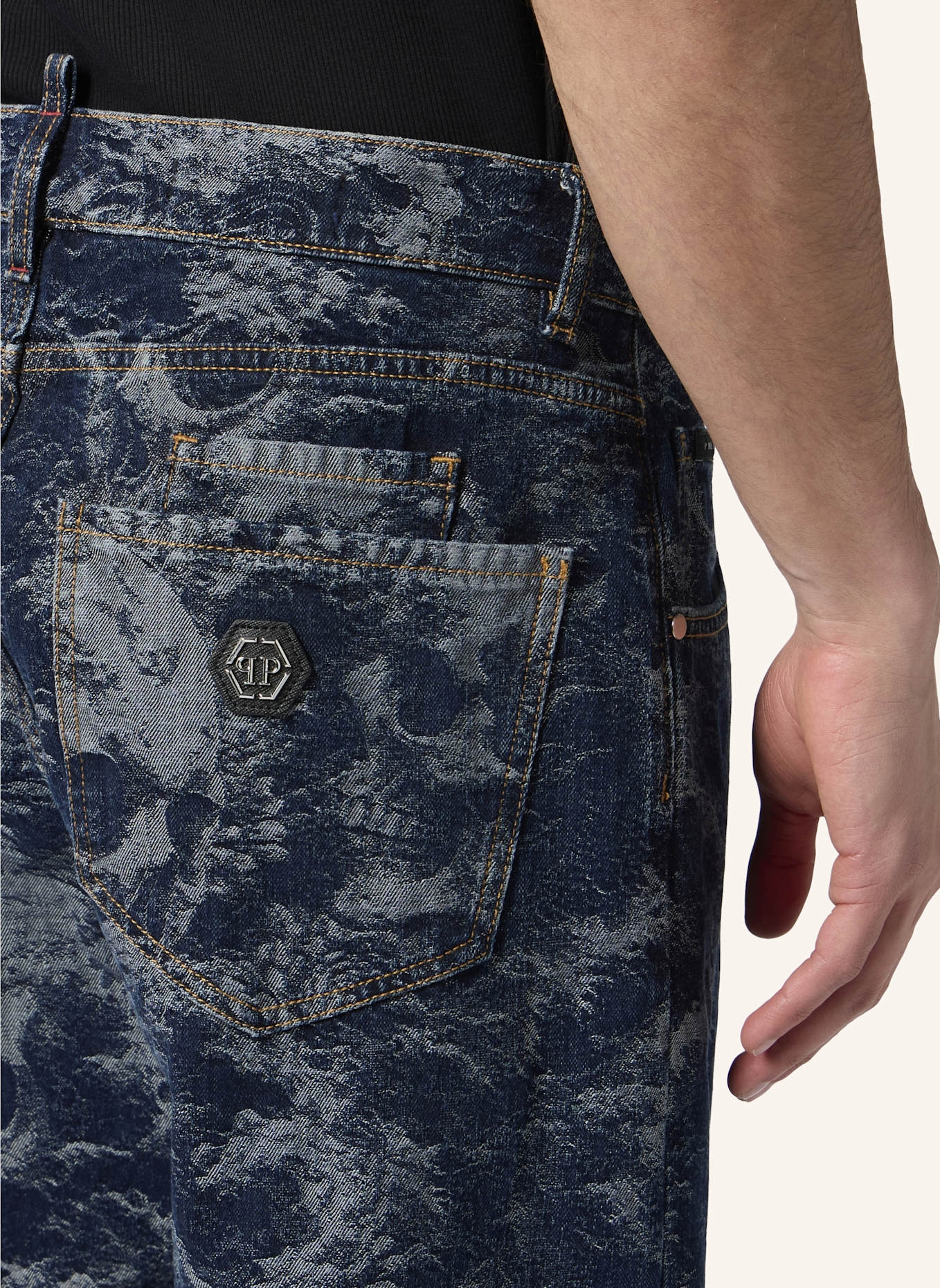 PHILIPP PLEIN PHILIPP PLEIN Beach Boy Fit Jeans All-Over Skulls Skull: BLAU