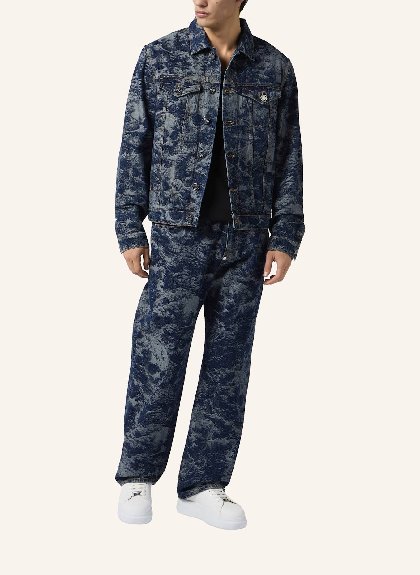 PHILIPP PLEIN PHILIPP PLEIN Beach Boy Fit Jeans All-Over Skulls Skull: BLAU