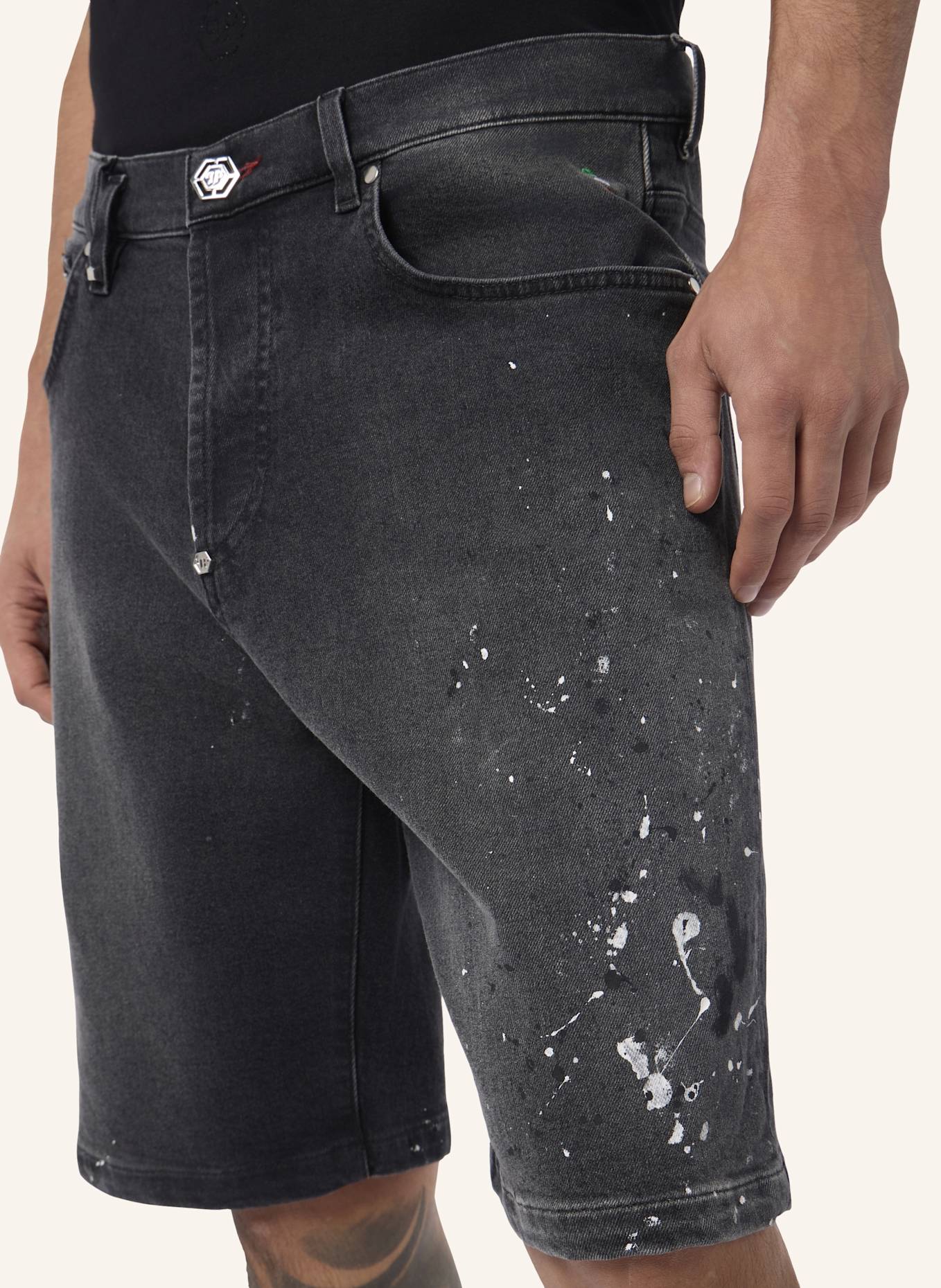 PHILIPP PLEIN PHILIPP PLEIN Denim Shorts Paint: SCHWARZ