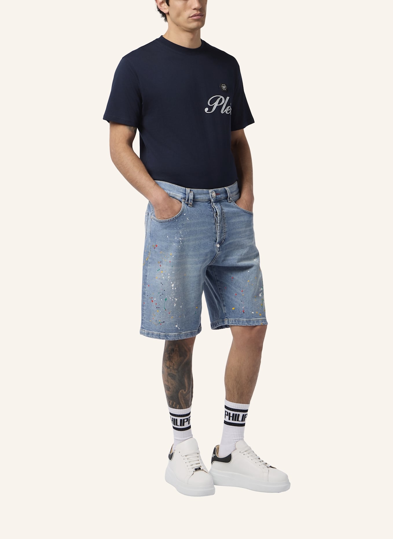 PHILIPP PLEIN PHILIPP PLEIN Denim Shorts Paint: HELLBLAU
