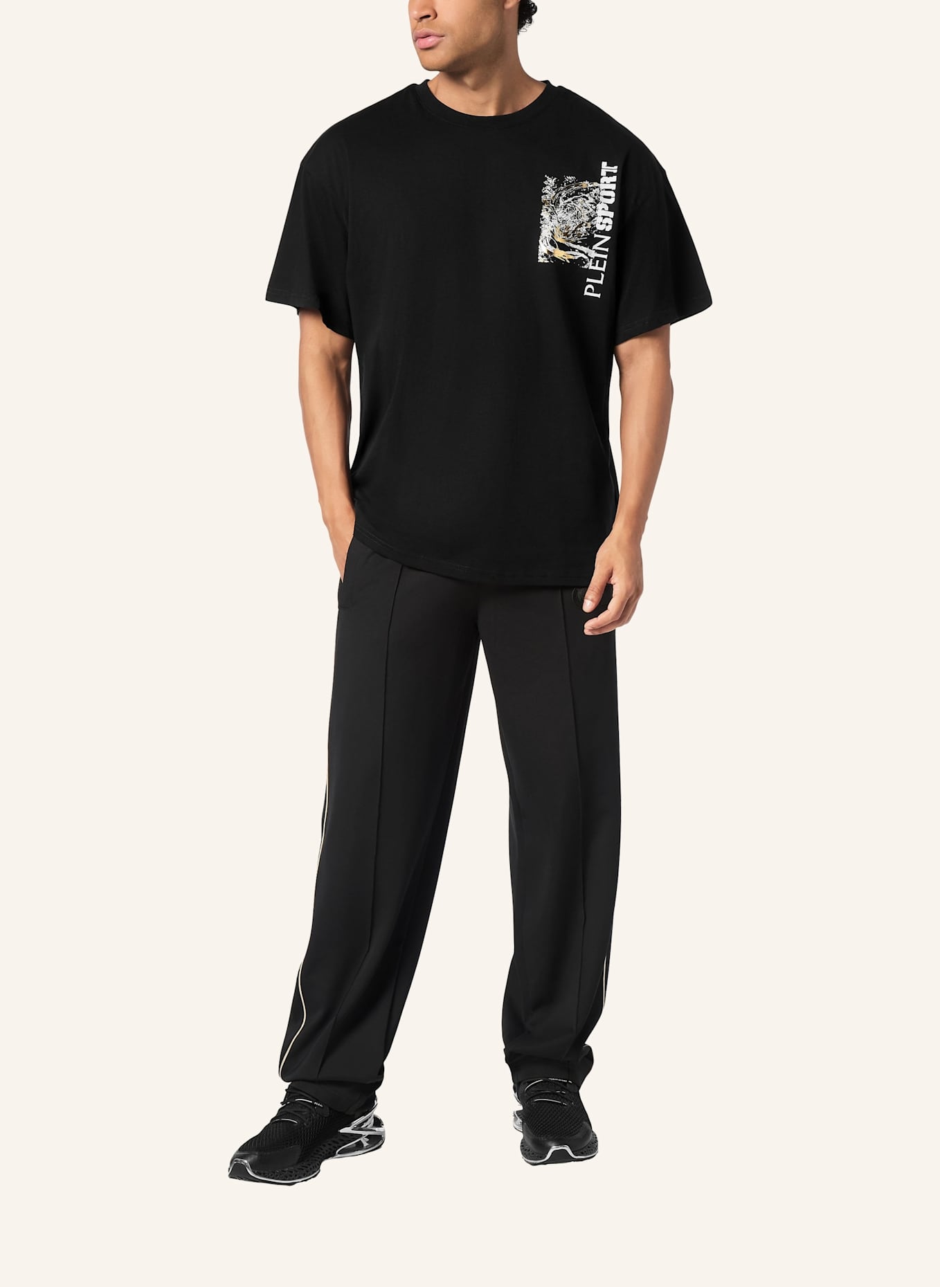 PLEIN SPORT T-Shirt Rundhalsausschnitt Ss TIGER: SCHWARZ