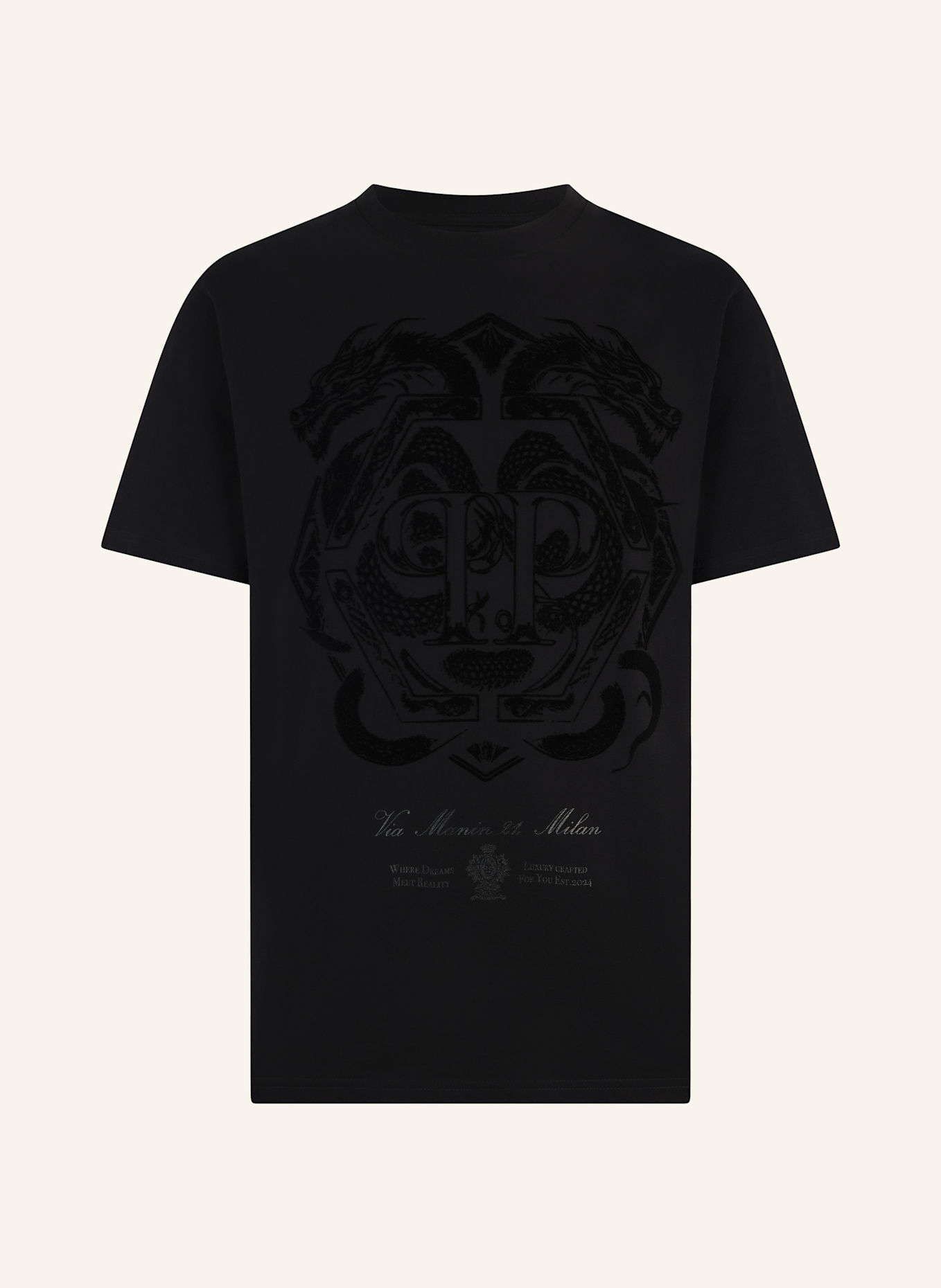PHILIPP PLEIN PHILIPP PLEIN Printed Round Neck T-Shirt Dragon: SCHWARZ