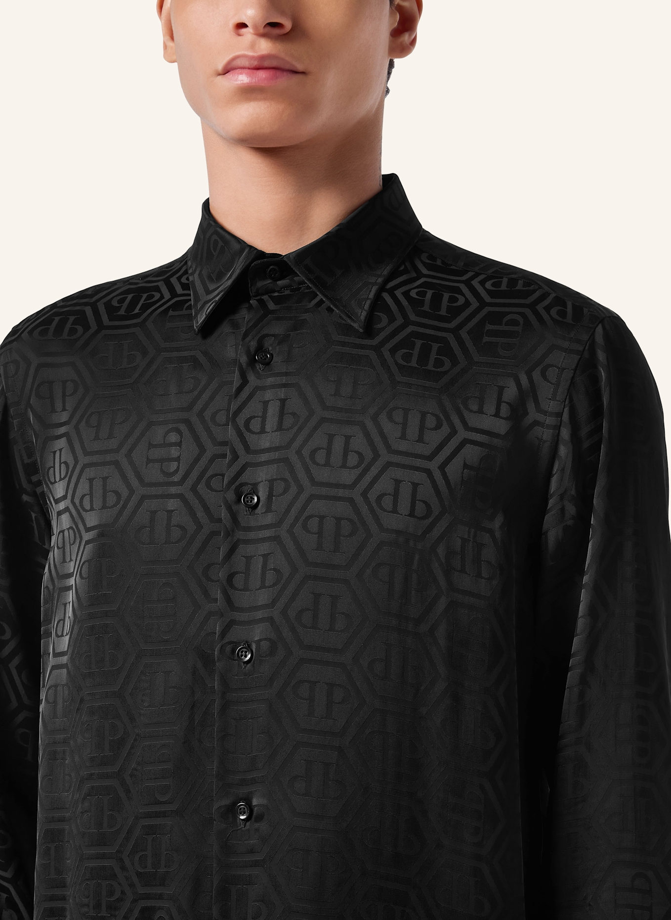 PHILIPP PLEIN PHILIPP PLEIN Hemd Slim Fit MONOGRAM: SCHWARZ